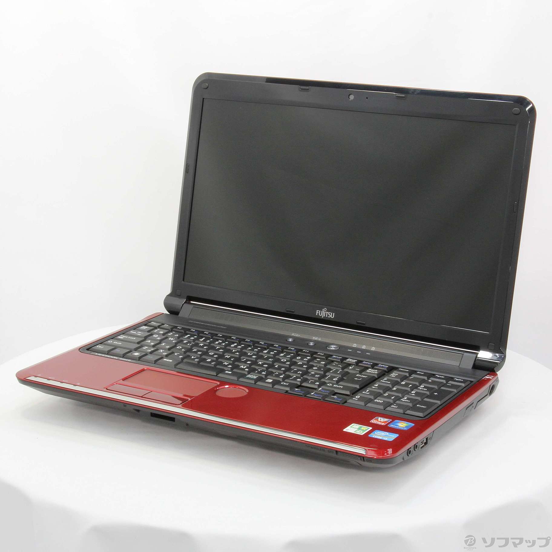 新品SSD レッド 赤 ノートパソコン 中古美品 15.6型 富士通 AH54/D 第2世代Core i3 4GB DVDマルチ 無線 WiFi webカメラ Win10 Office　 中古】格安安心パソコン LIFEBOOK AH54／D FMVA54DR ルビーレッド