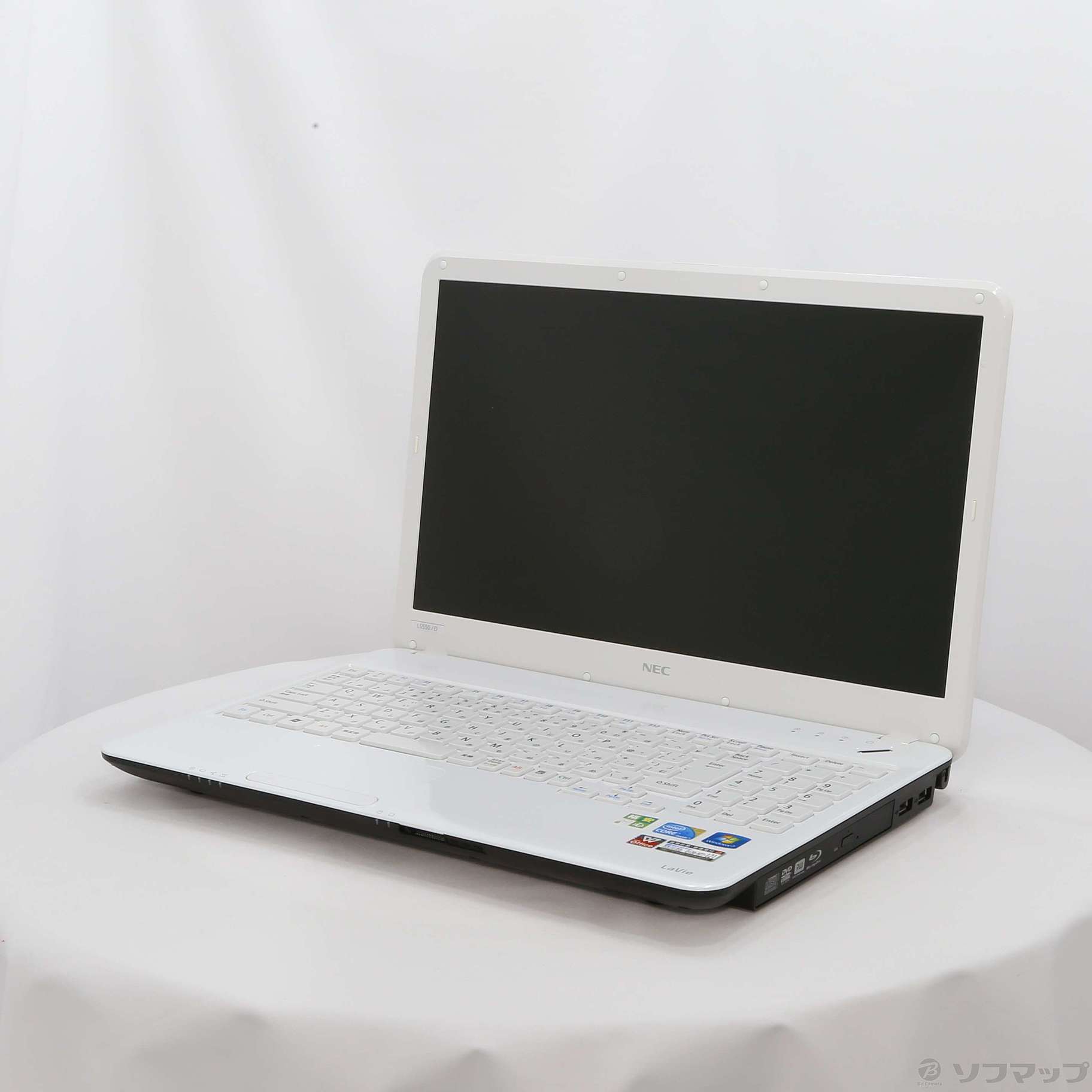 格安安心パソコン LaVie S LS550／DS6W PC-LS550DS6W スノーホワイト ※バッテリー完全消耗