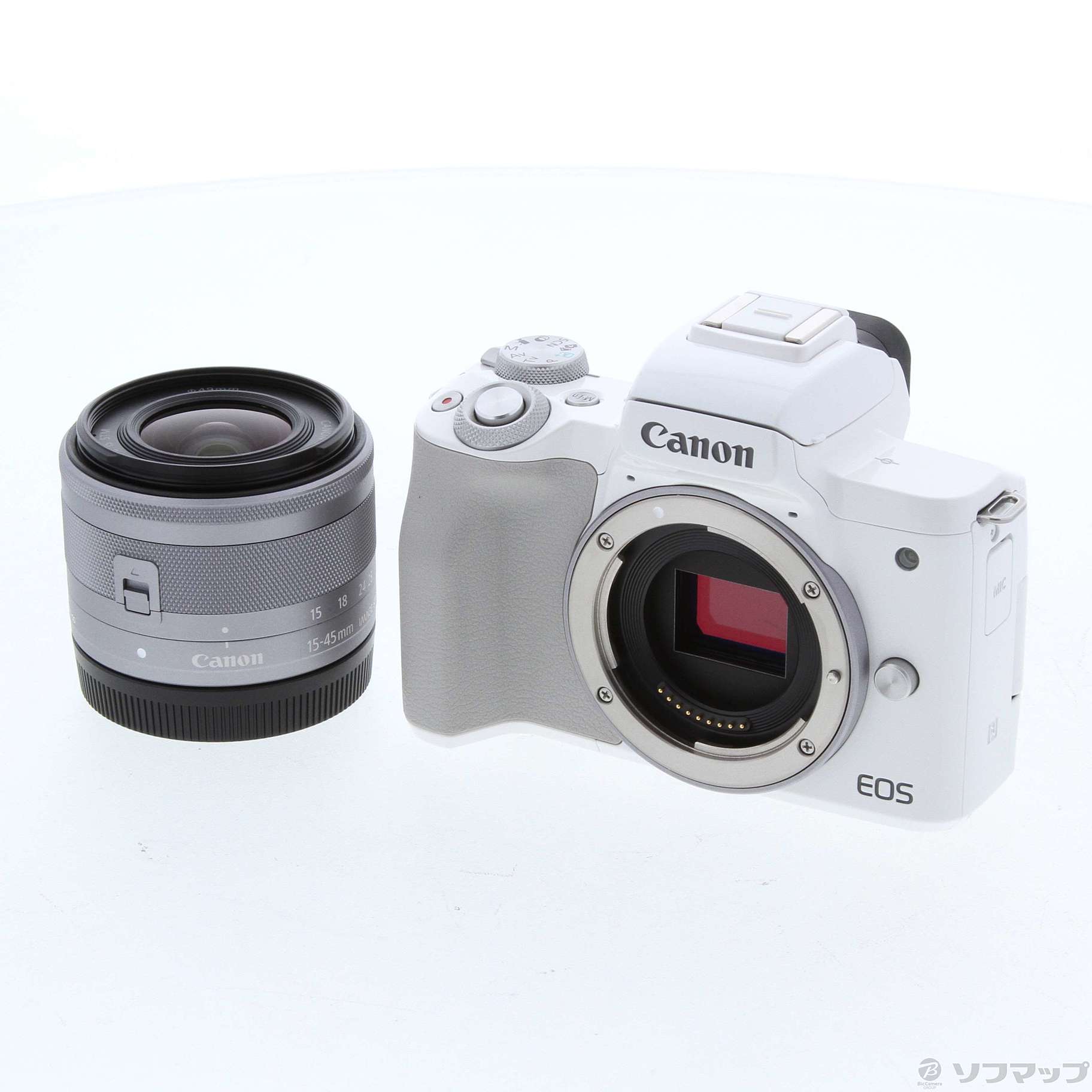 中古】〔展示品〕 EOS Kiss M ホワイト EFM1545 IS STM レンズキット 