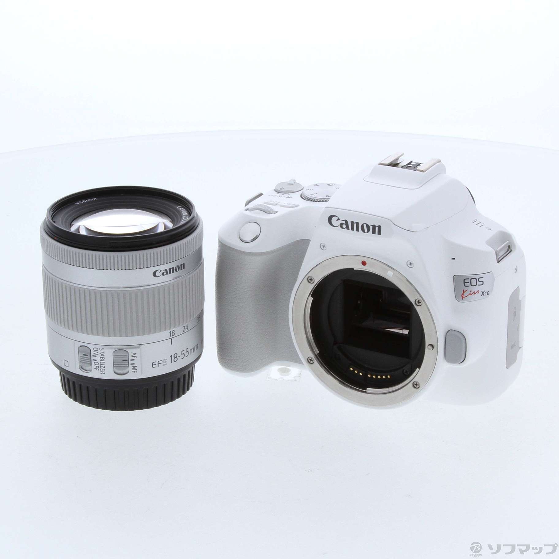 中古】〔展示品〕 EOS Kiss X10 (ホワイト) EF-S18-55 IS STM