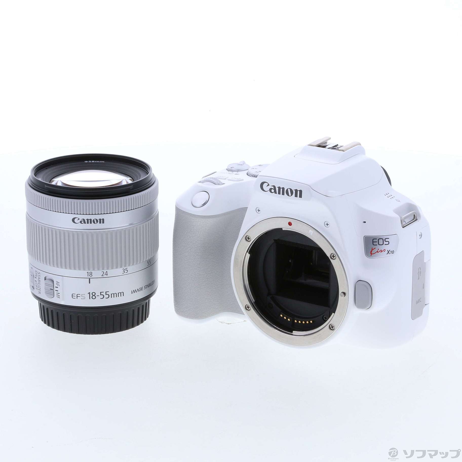 中古】〔展示品〕 EOS Kiss X10 (ホワイト) EF-S18-55 IS STM レンズ