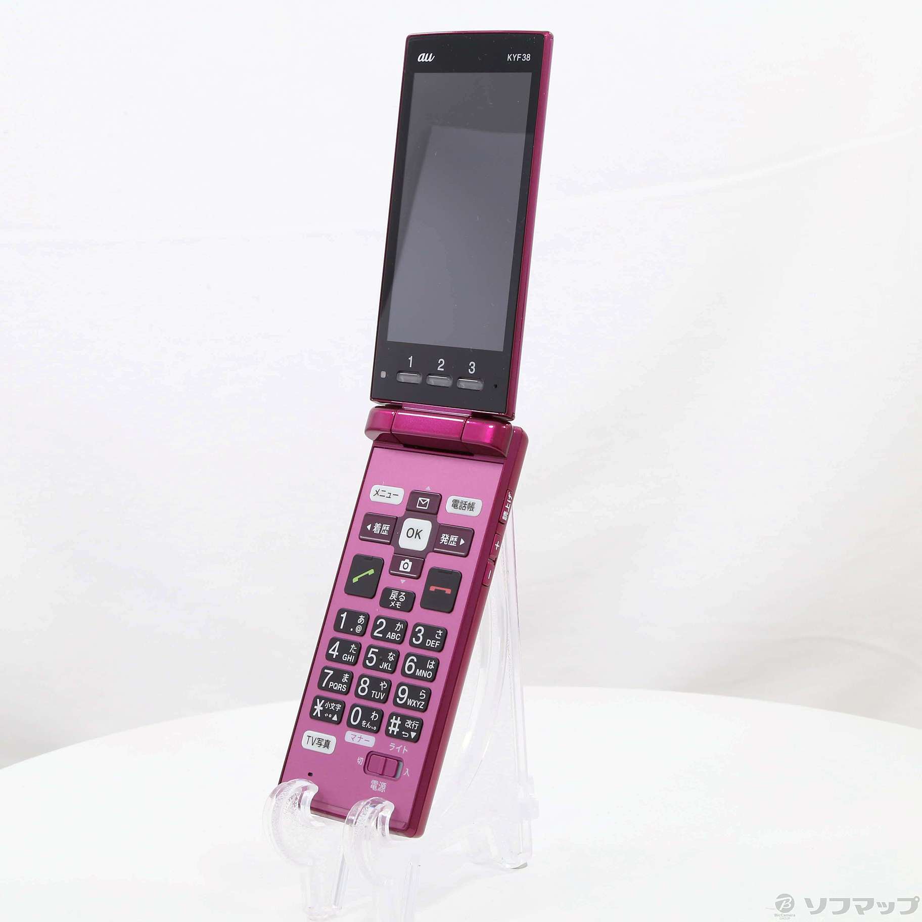 Au かんたんケータイ KYF38 ワインレッド らくらく携帯 携帯電話