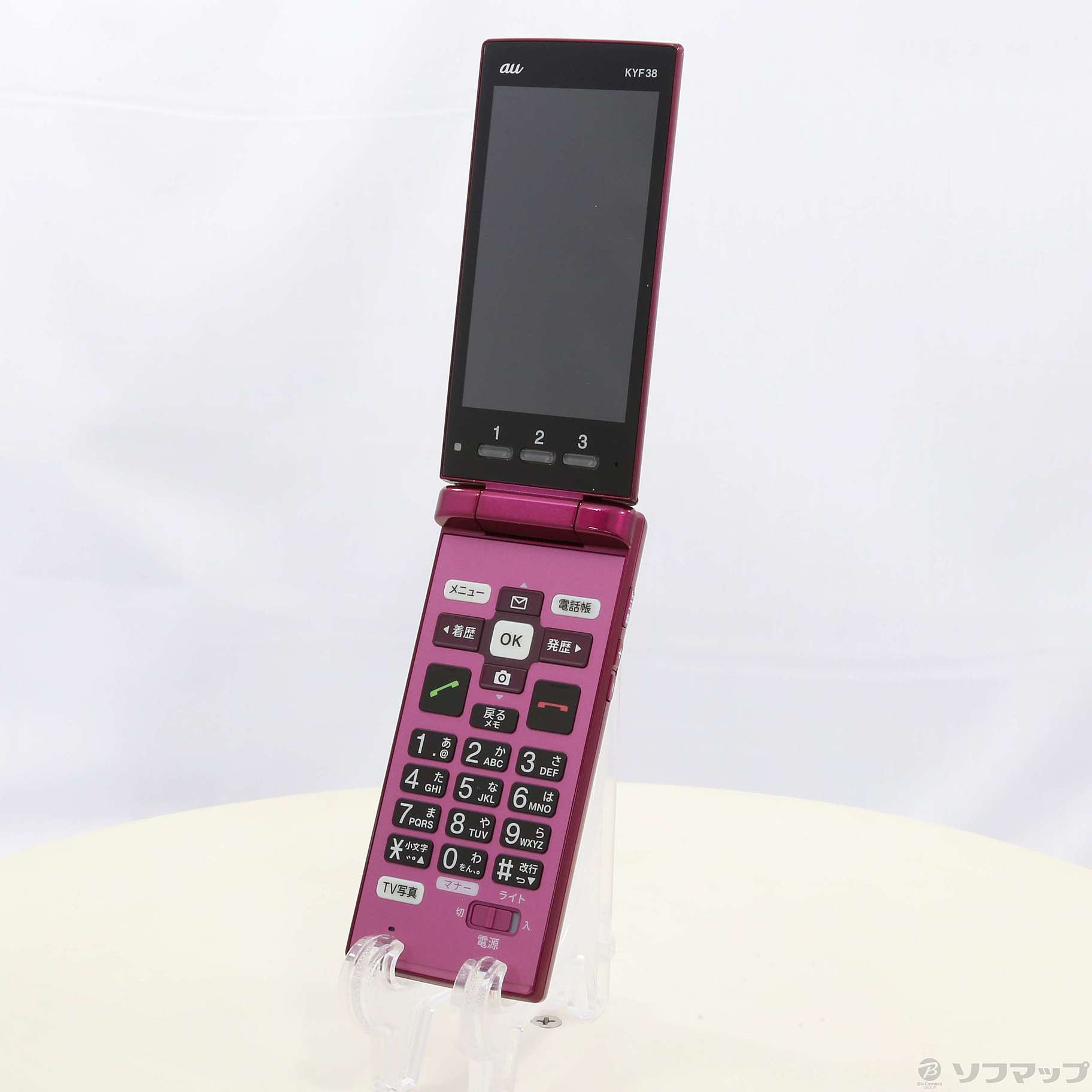 au かんたんケータイ4G対応スマホ京セラKYF38ワインレッド - 携帯電話