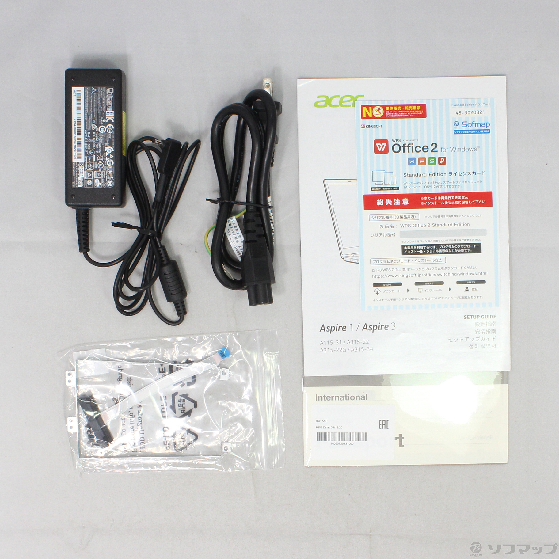 中古】Aspire 3 A315-34-A14U／K チャコールブラック 〔Windows 10