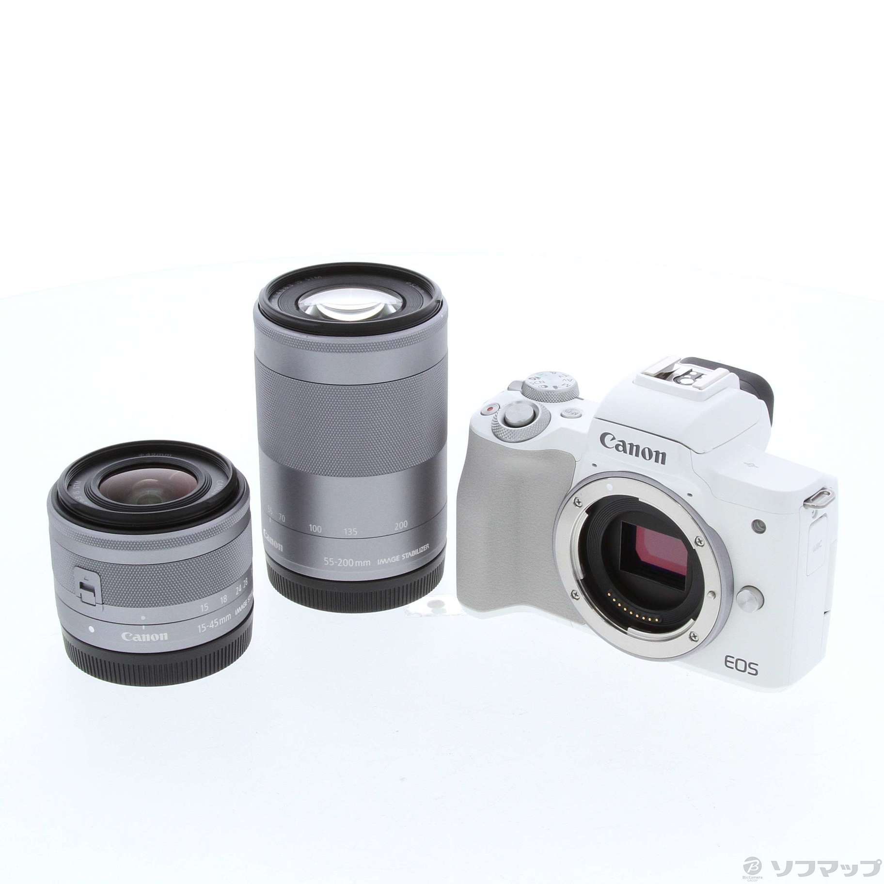 中古】EOS Kiss M2 ダブルズームキット ホワイト [2133032973313