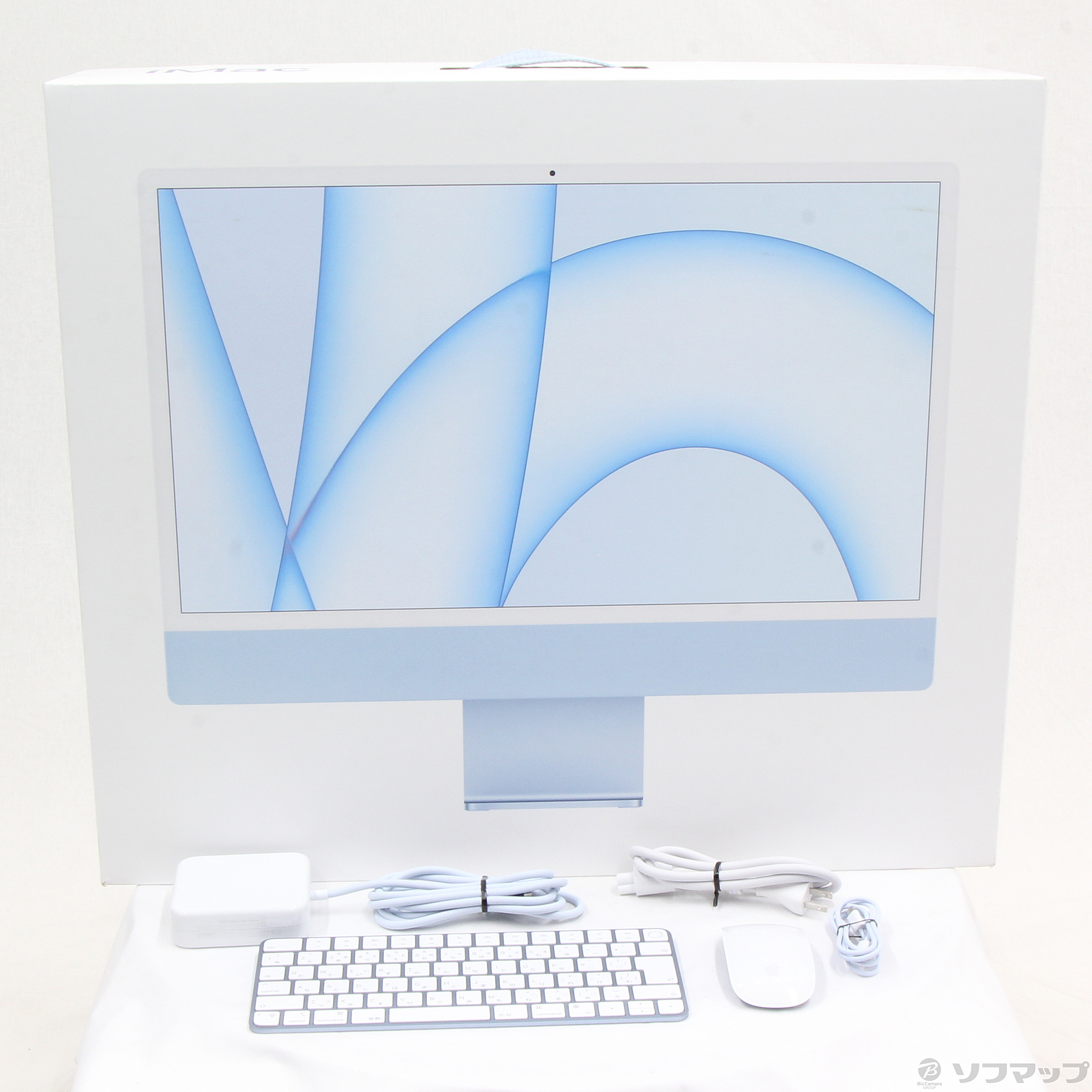 PC/タブレット デスクトップ型PC iMac 24-inch Mid 2021 MGPK3J／A Apple M1 8コアCPU_8コアGPU 8GB SSD256GB ブルー  〔11.5 Big Sur〕
