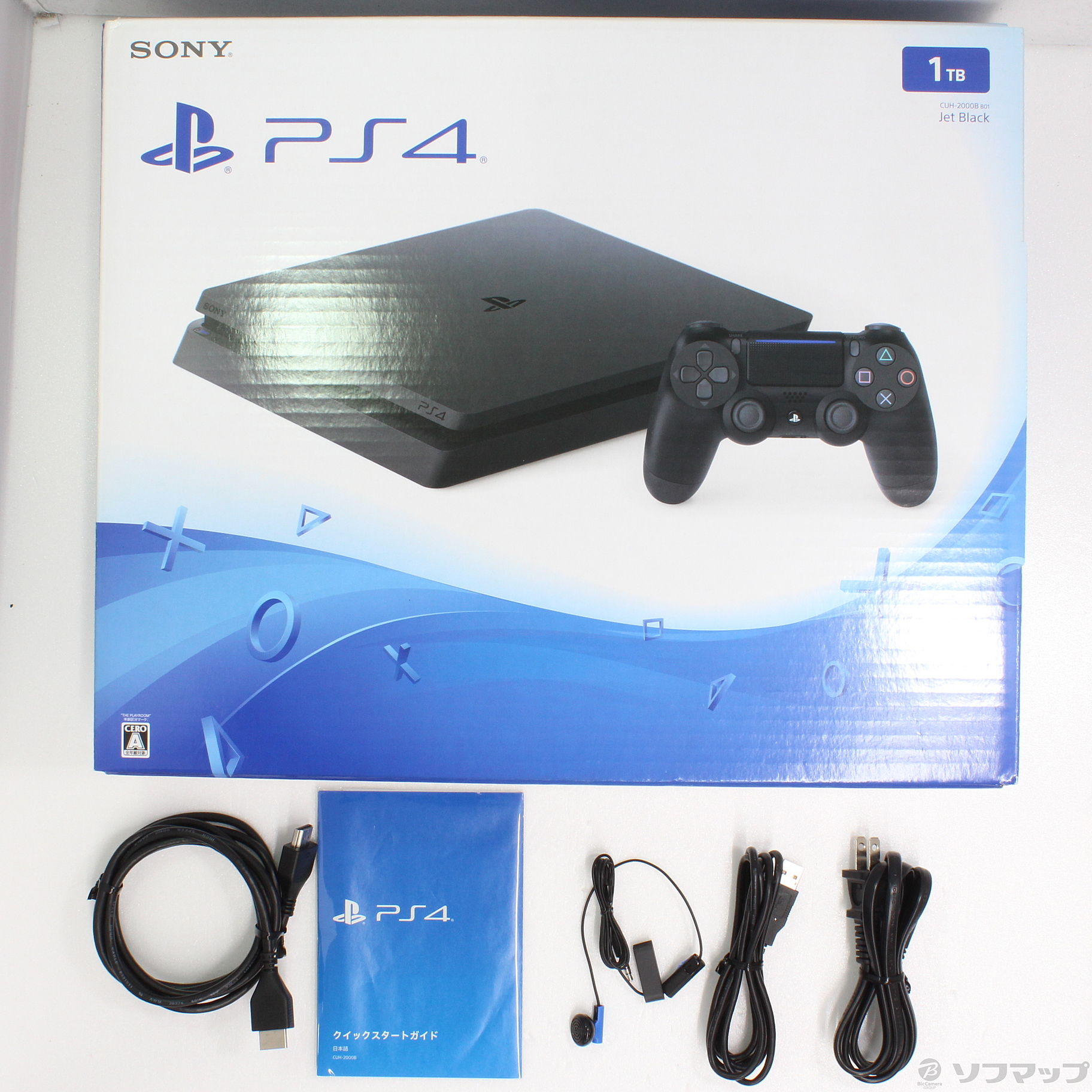 中古】PlayStation 4 ジェット・ブラック 1TB CUH-2000BB