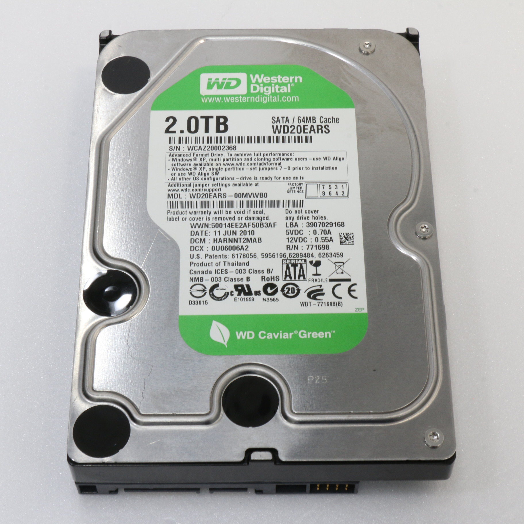 【中古】WD20EARS-00MVWB0 [2133034454186] - リコレ！|ソフマップの中古通販サイト