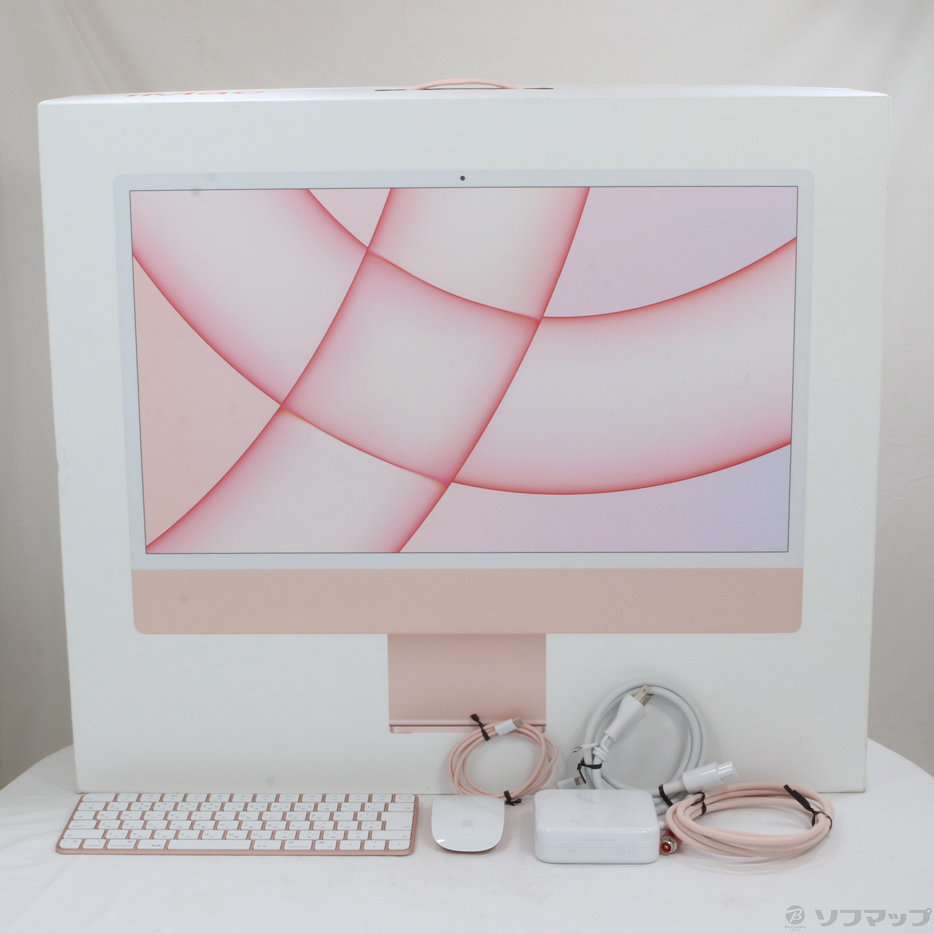 【美品16GB/256GB】iMac 2021 M1 ピンク / アクセサリ3点 中古】〔展示品〕 iMac 24-inch Mid 2021 MGPM3J／A Apple M1 8コア