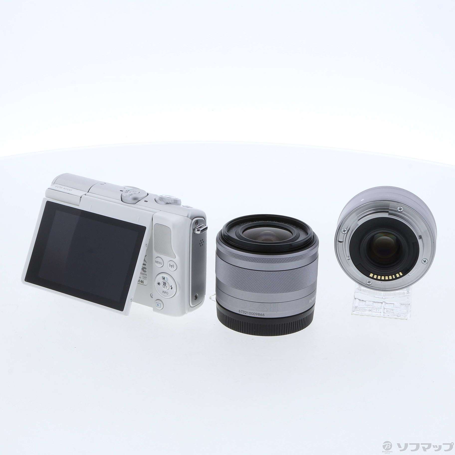 中古】EOS M100 ホワイト ダブルレンズキット [2133036678894