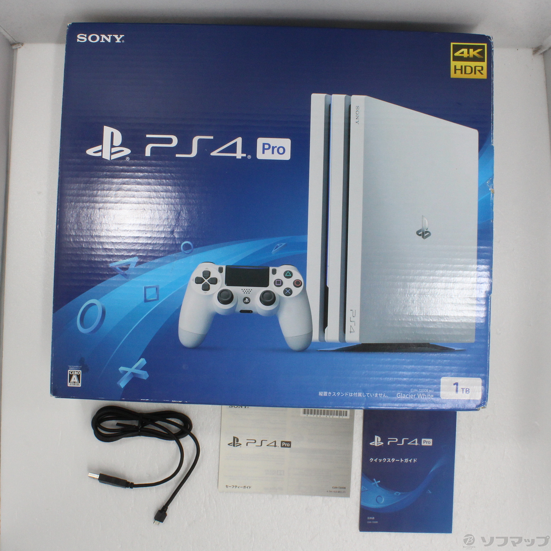 中古】PlayStation 4 Pro グレイシャー・ホワイト 1TB CUH-7200BB02