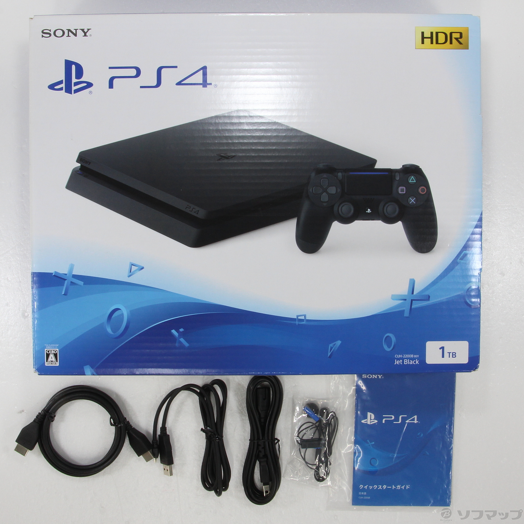中古】PlayStation 4 ジェット・ブラック 1TB CUH-2200BB01 