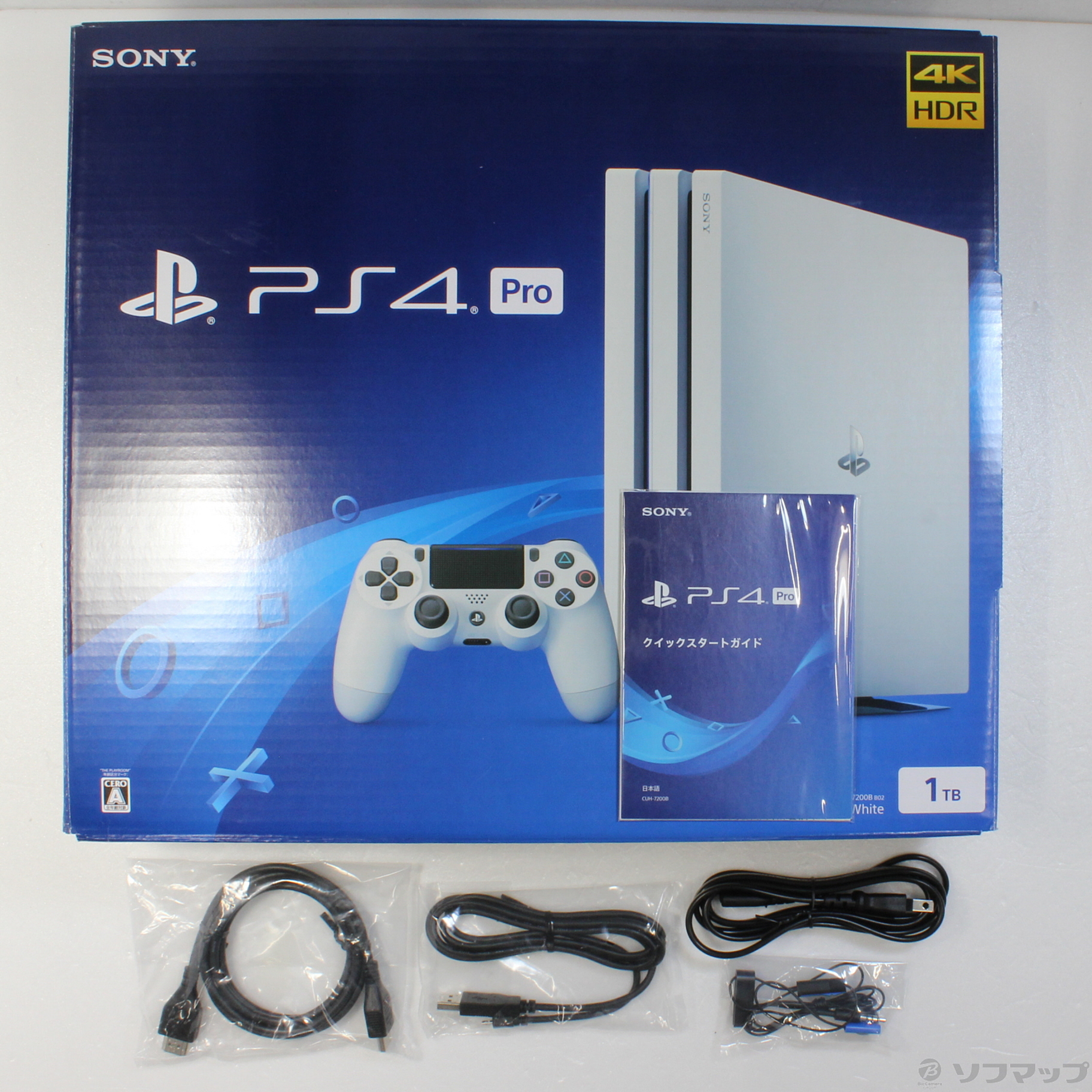 中古】PlayStation 4 Pro グレイシャー・ホワイト 1TB CUH-7200BB02