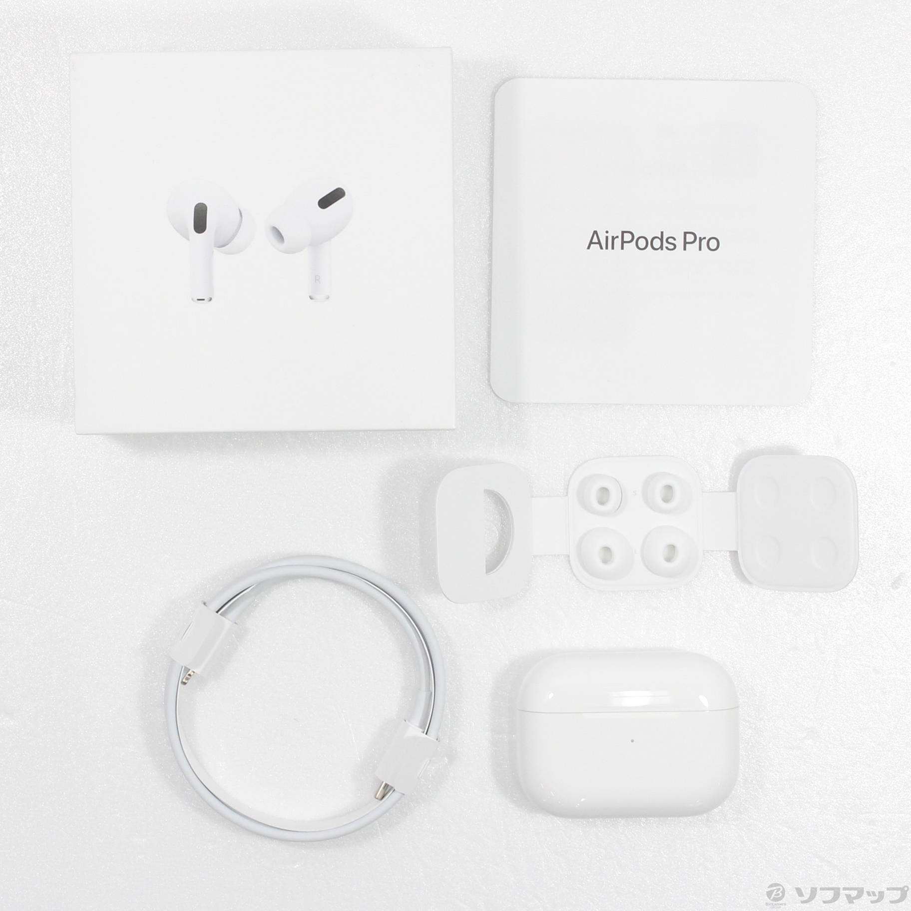 中古】AirPods Pro MWP22J／A ※ヘッドホンと充電ケースのシリアルNoに