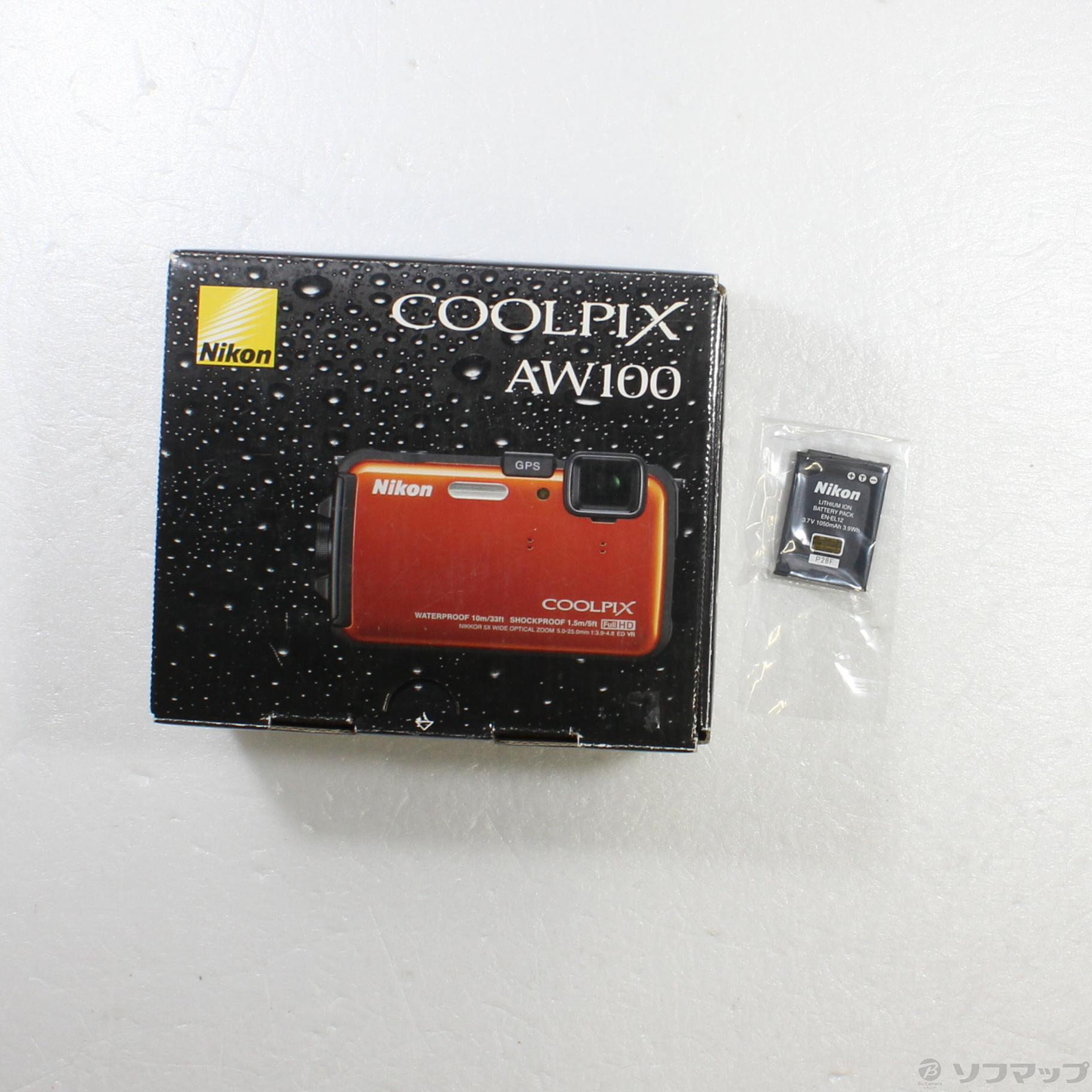 中古】COOLPIX AW100 (1600万画素／5倍／防水／サンシャインオレンジ 