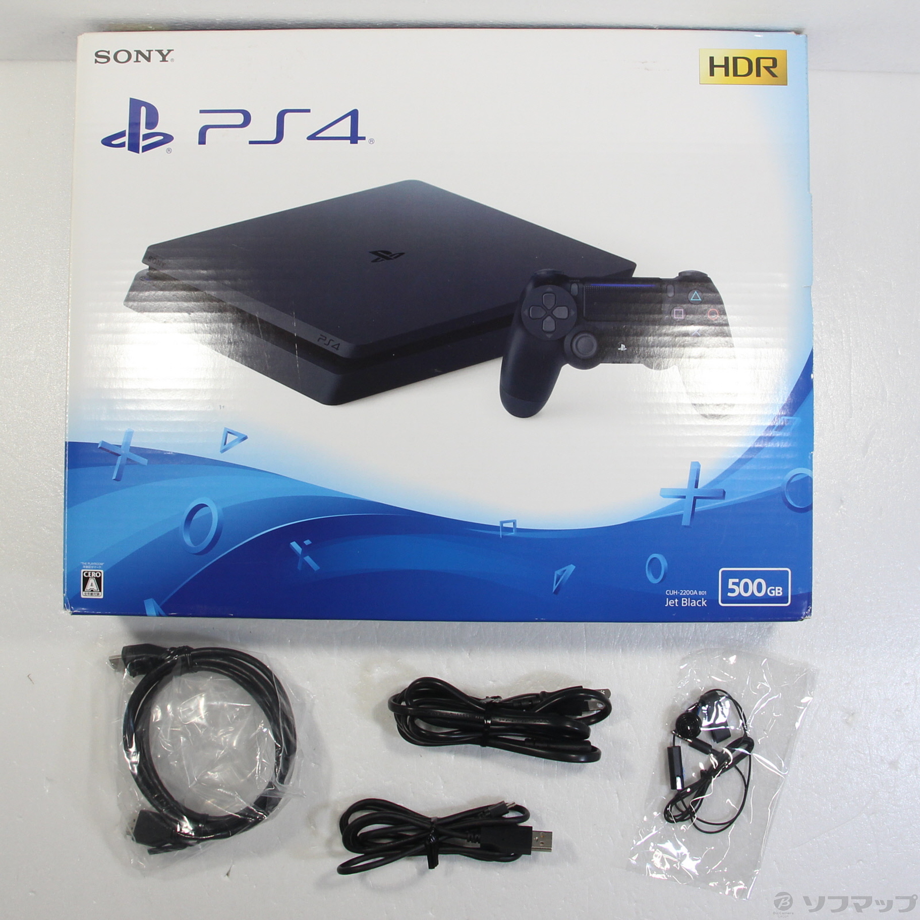 中古】PlayStation 4 ジェット・ブラック 500GB CUH-2200AB01 