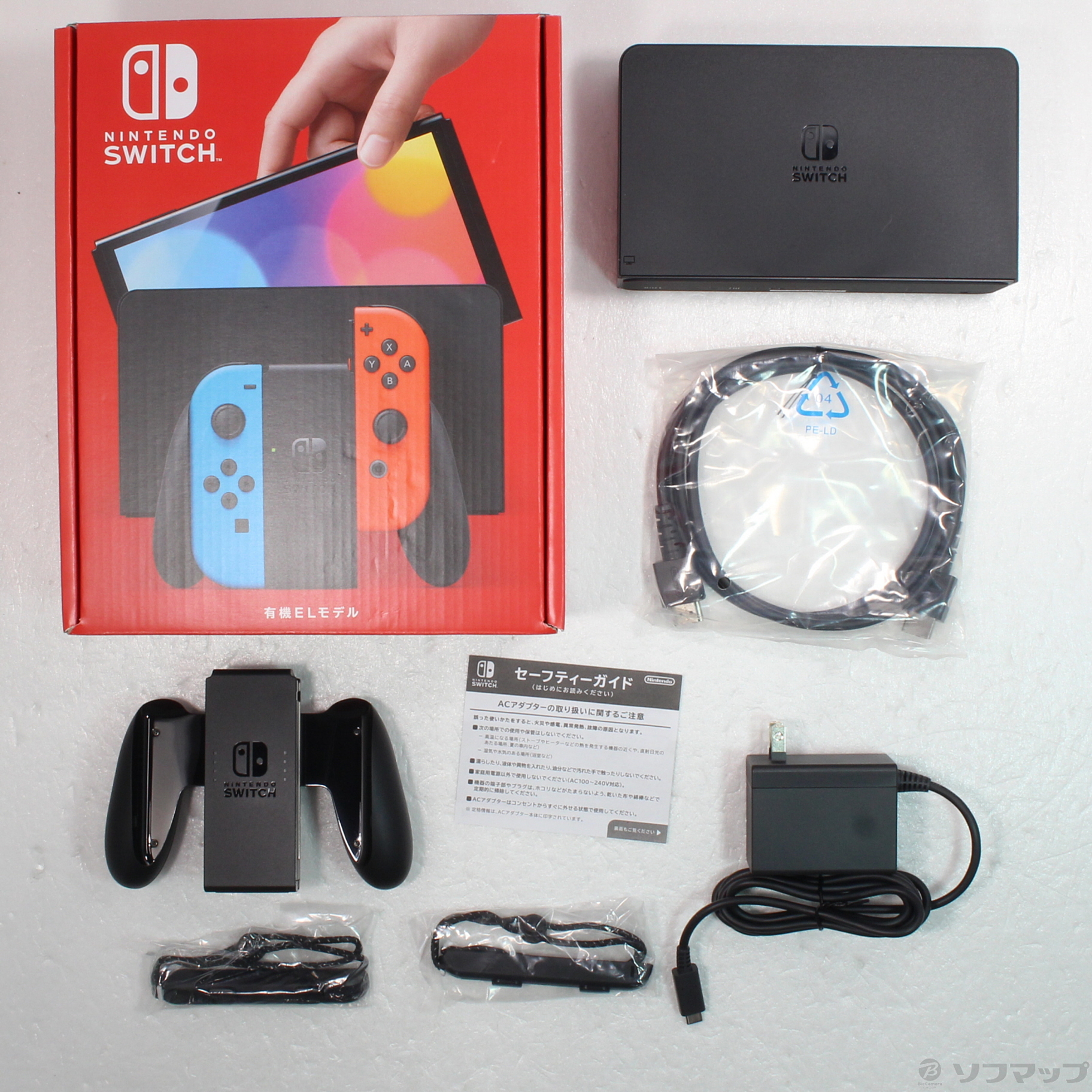 中古】Nintendo Switch 有機ELモデル Joy-Con(L) ネオンブルー／(R