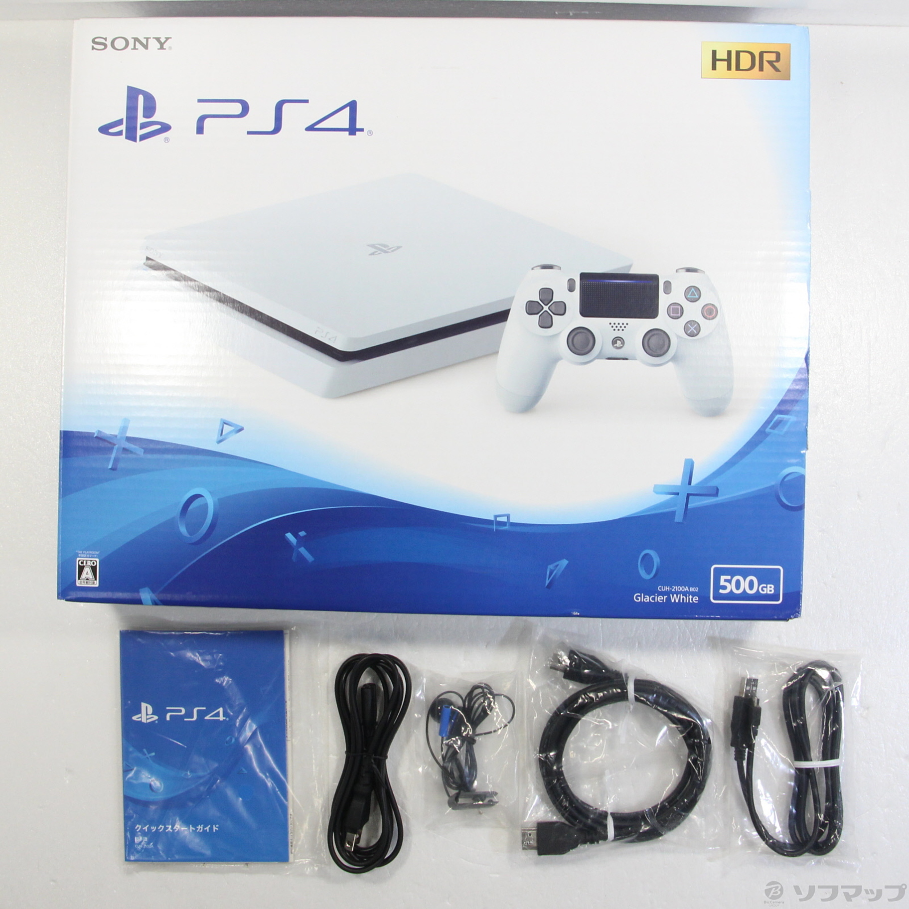 中古】PlayStation 4 グレイシャー・ホワイト 500GB CUH-2100AB02 ◇02