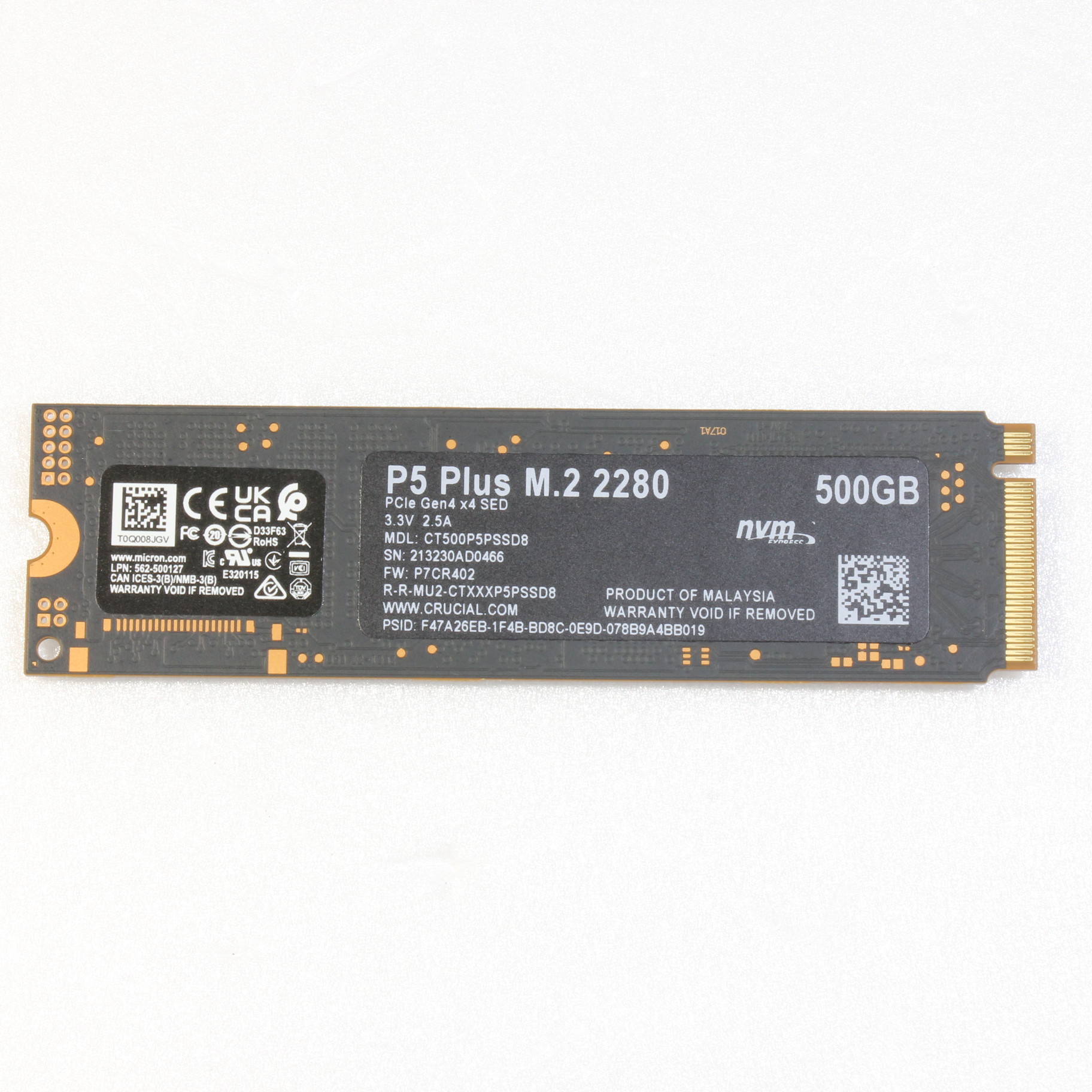 Crucial P5Plus 500GB M.2SSD 中古 - タブレット