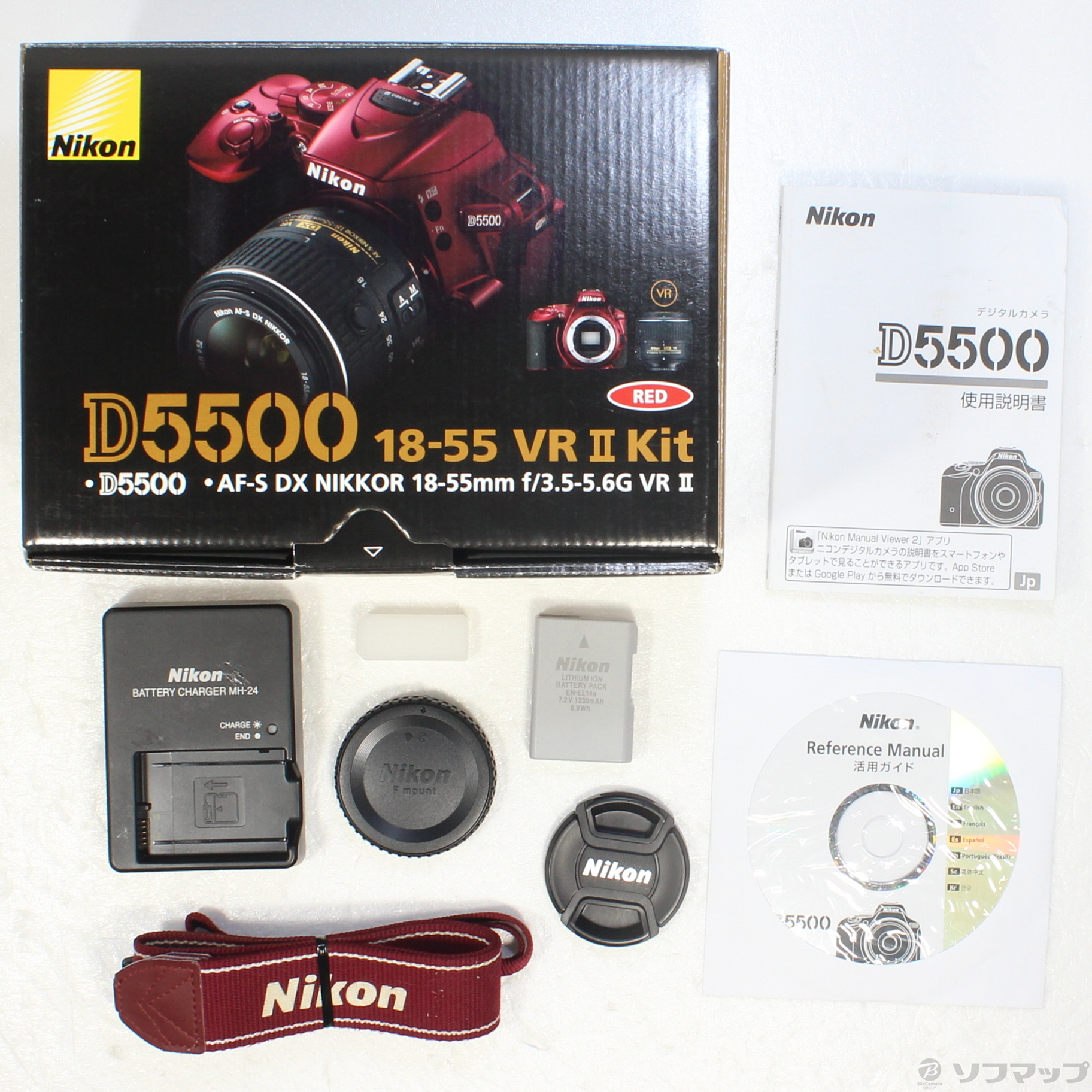 中古】NIKON D5500 18-55 VRII レンズキット レッド (2416万画素／SDXC ...