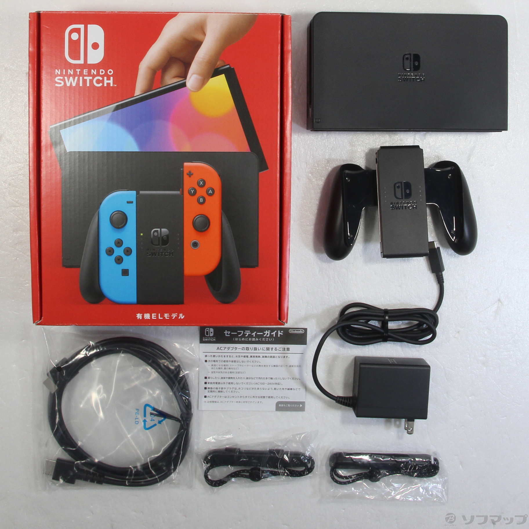 中古】Nintendo Switch 有機ELモデル Joy-Con(L) ネオンブルー／(R