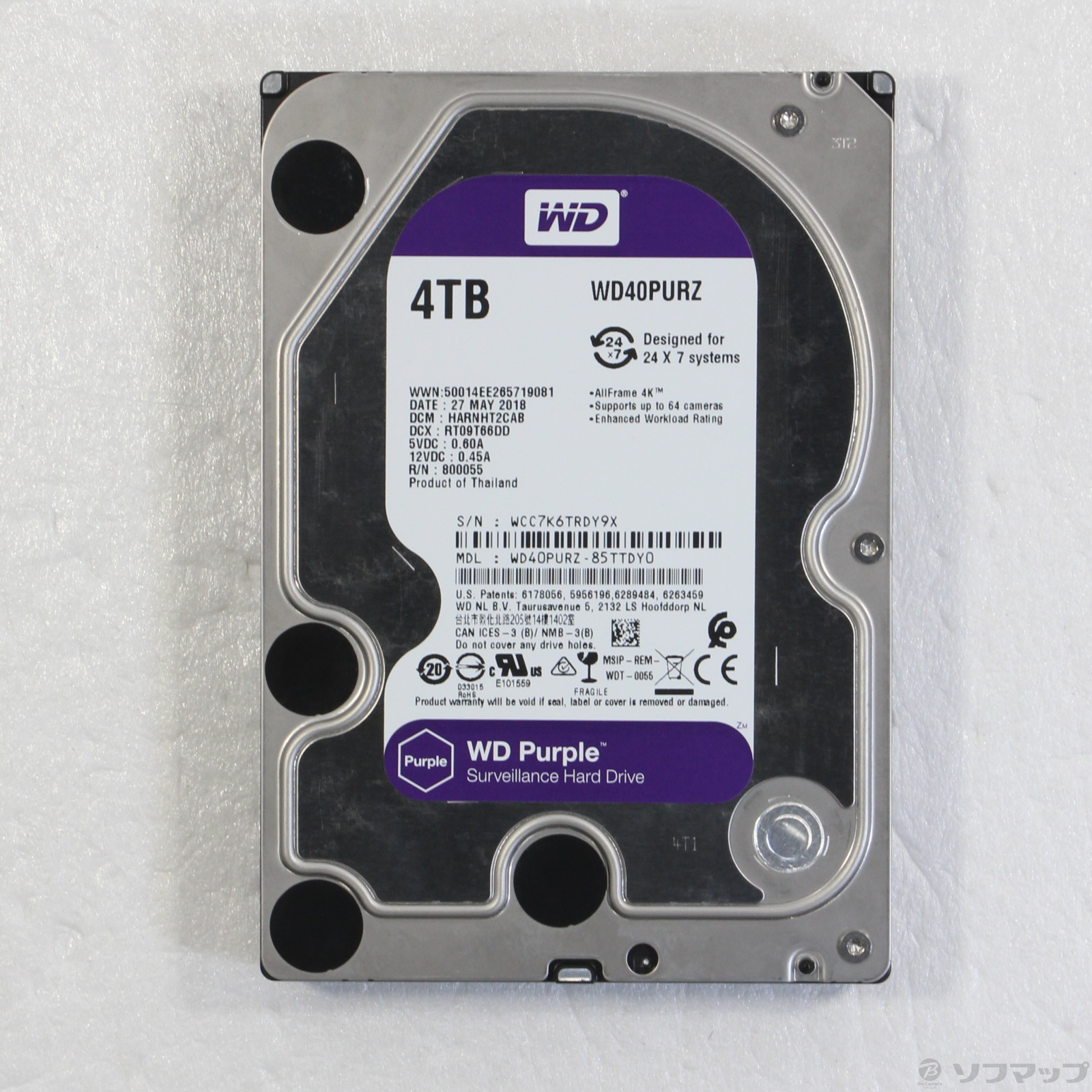 中古】WD Purple Surveillance Hard Drive WD40PURZ [2133047410995