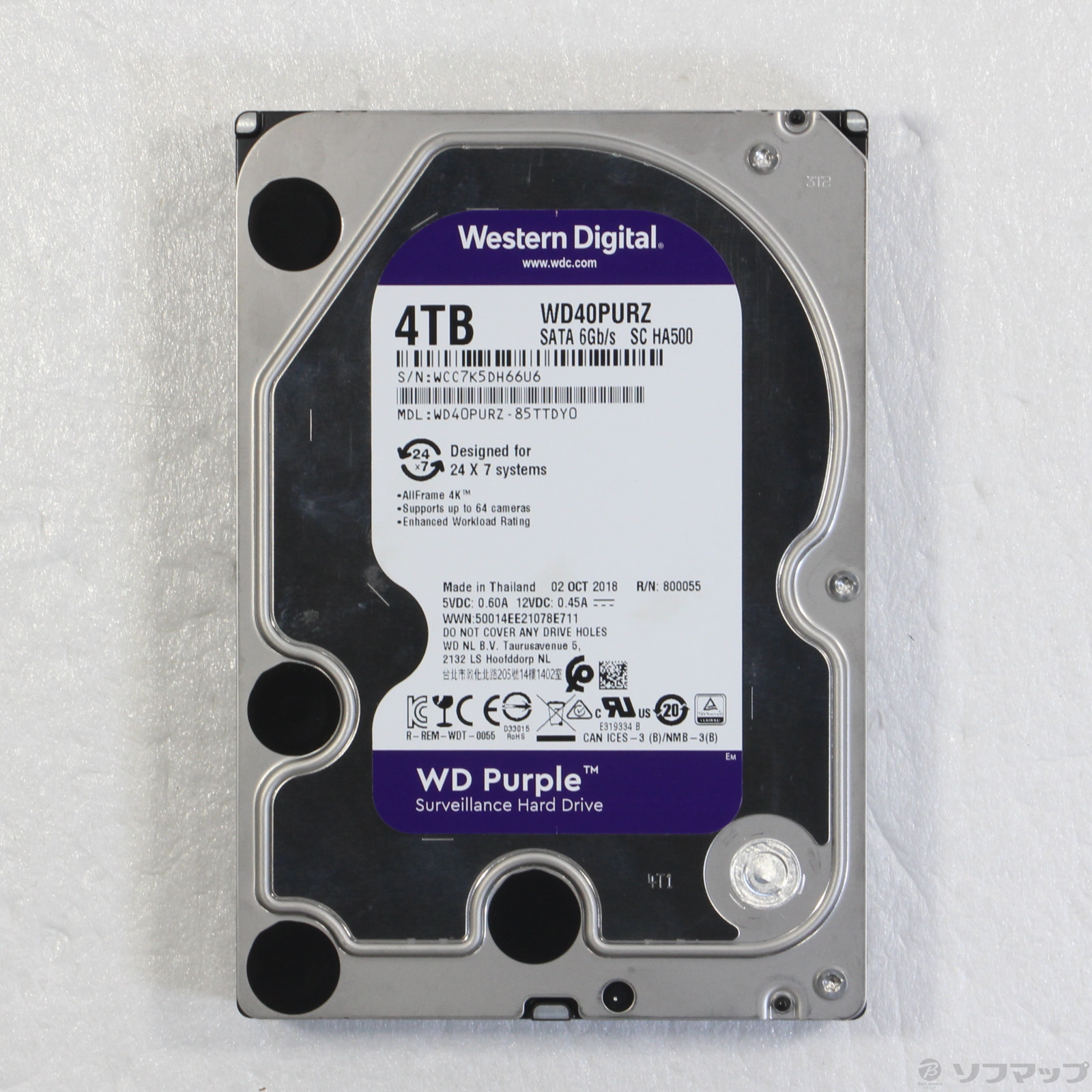 中古】WD Purple Surveillance Hard Drive WD40PURZ