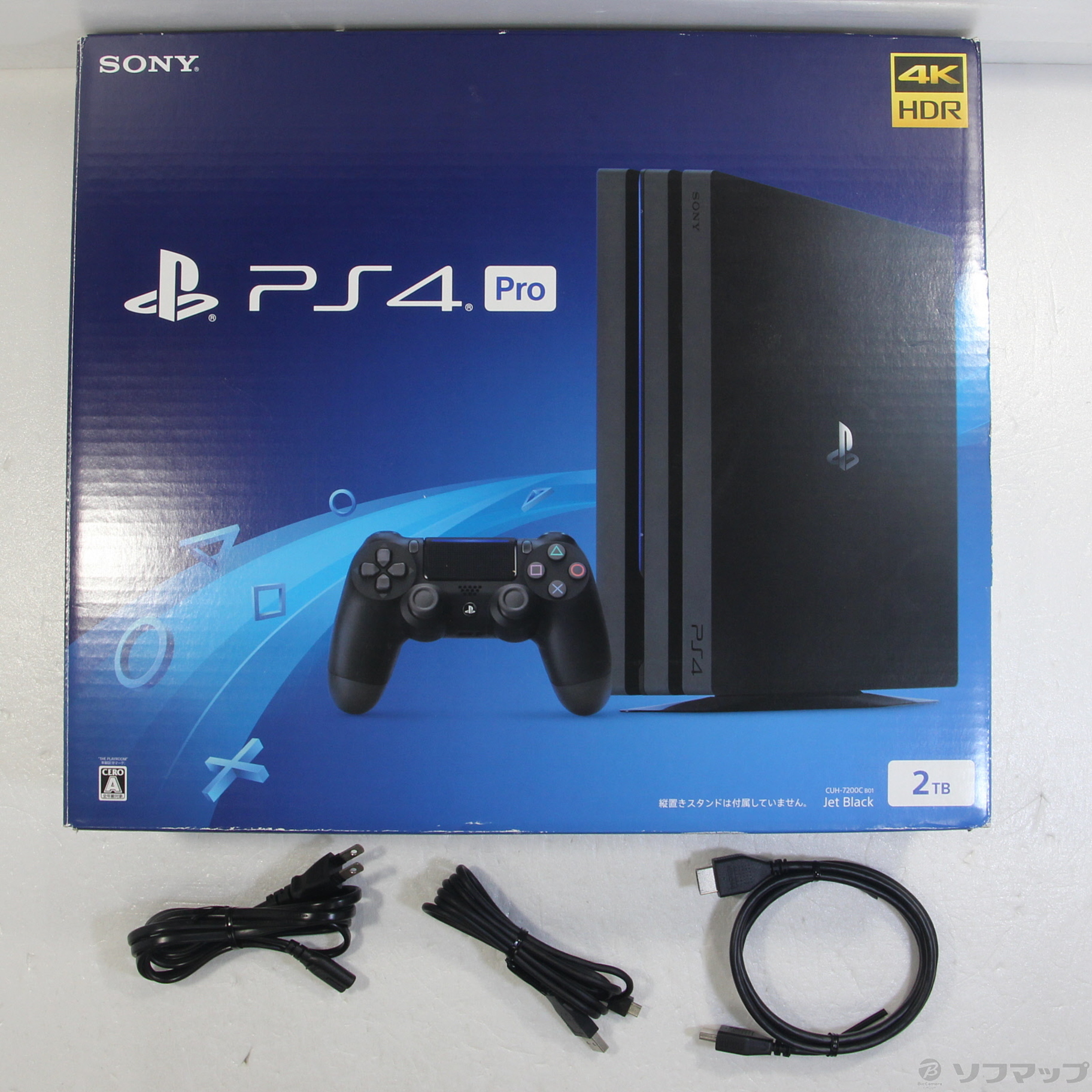 中古品〕 PlayStation 4 Pro ジェット・ブラック 2TB CUH-7200CB01｜の