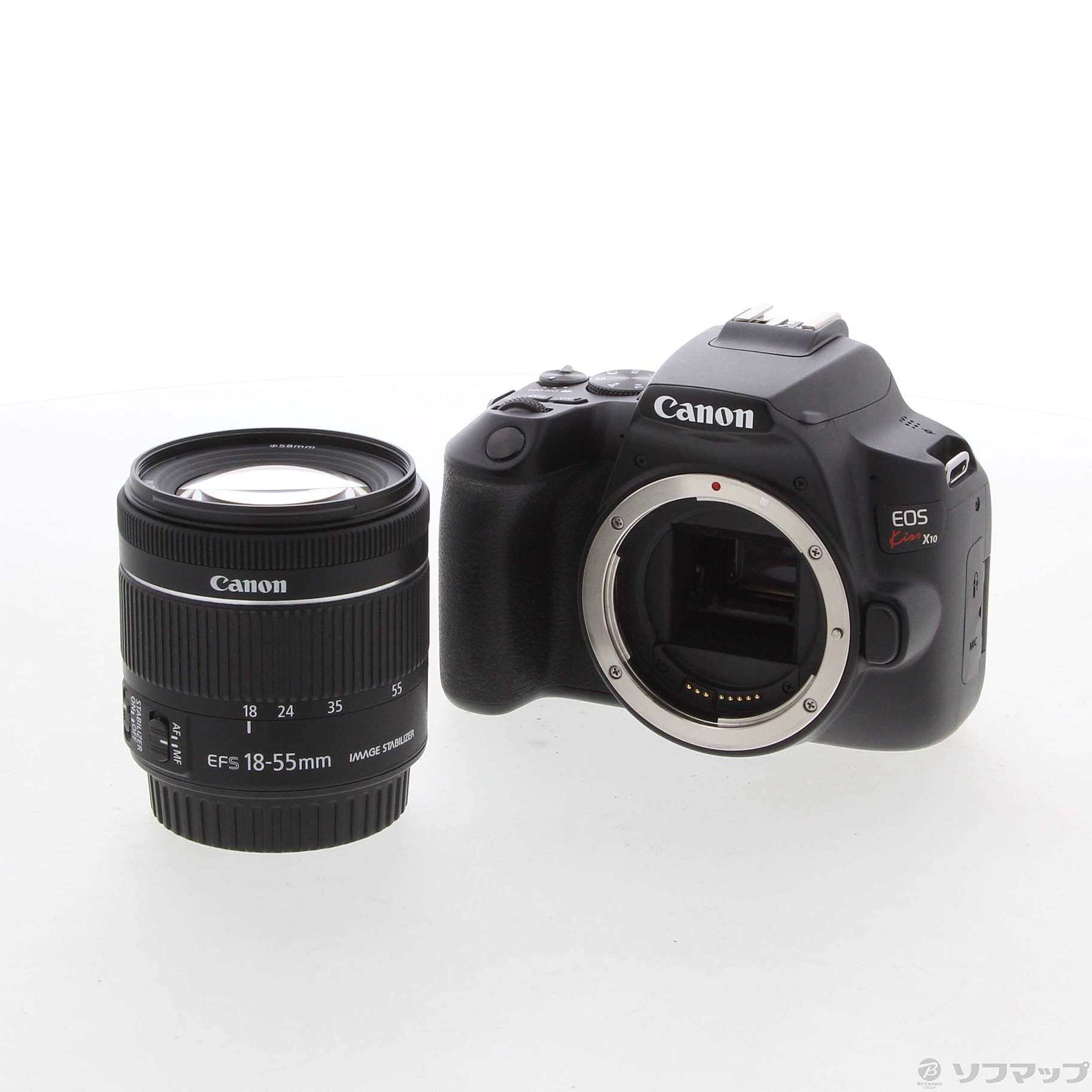 中古品〕 EOS Kiss X10 EF-S18-55 IS STM レンズキット ブラック｜の