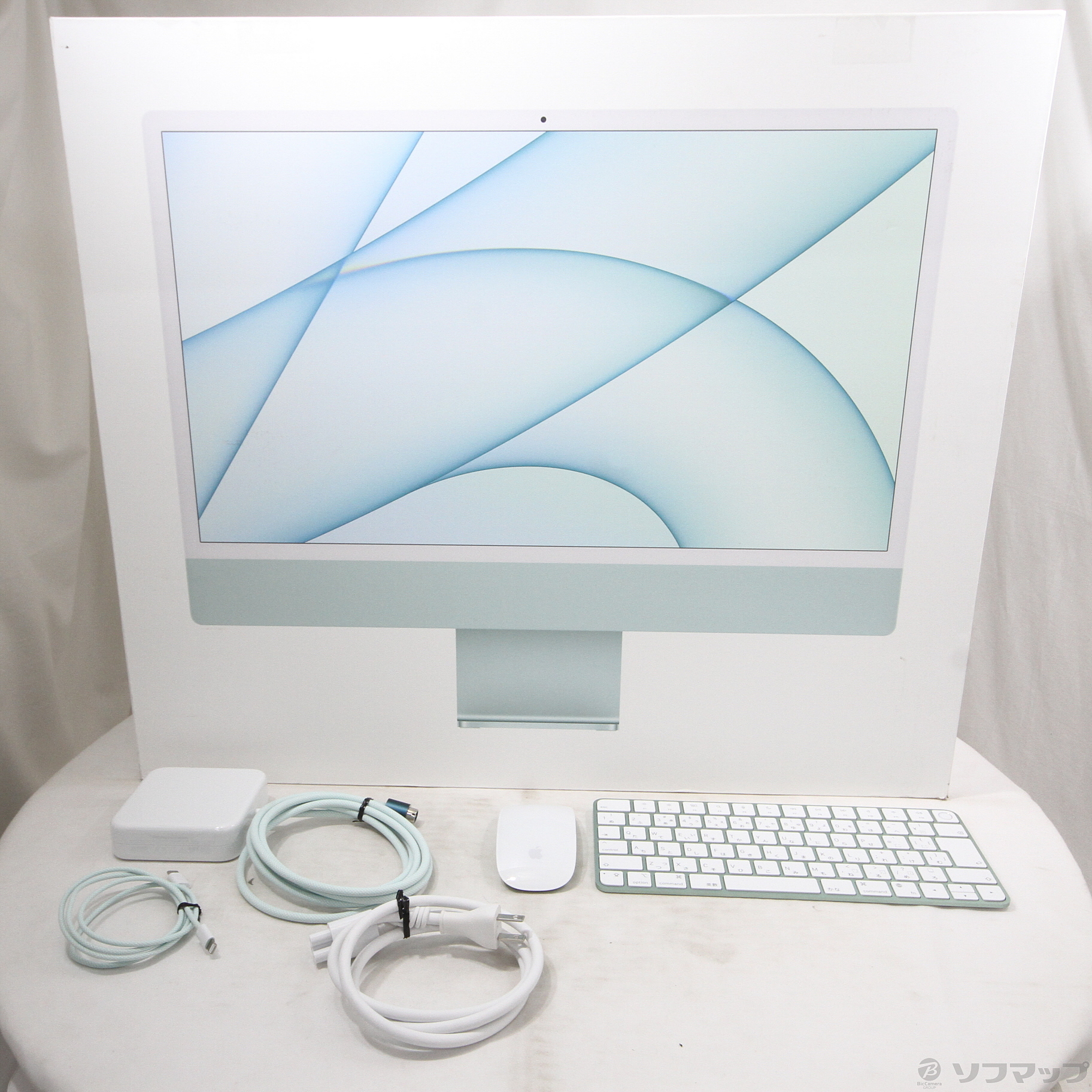 〔中古品〕 iMac 24-inch Mid 2021 MGPH3J／A Apple M1 8コアCPU_8コアGPU 8GB SSD256GB  グリーン 〔12.6 Monterey〕