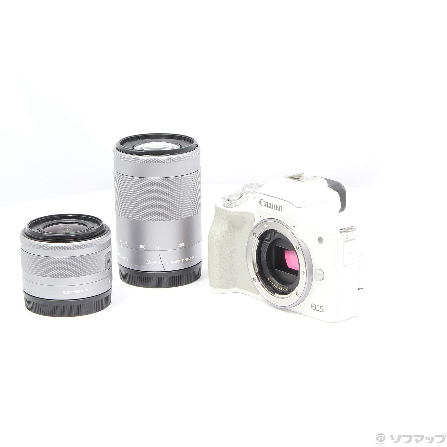 中古】〔展示品〕 EOS Kiss M2 ダブルズームキット ホワイト