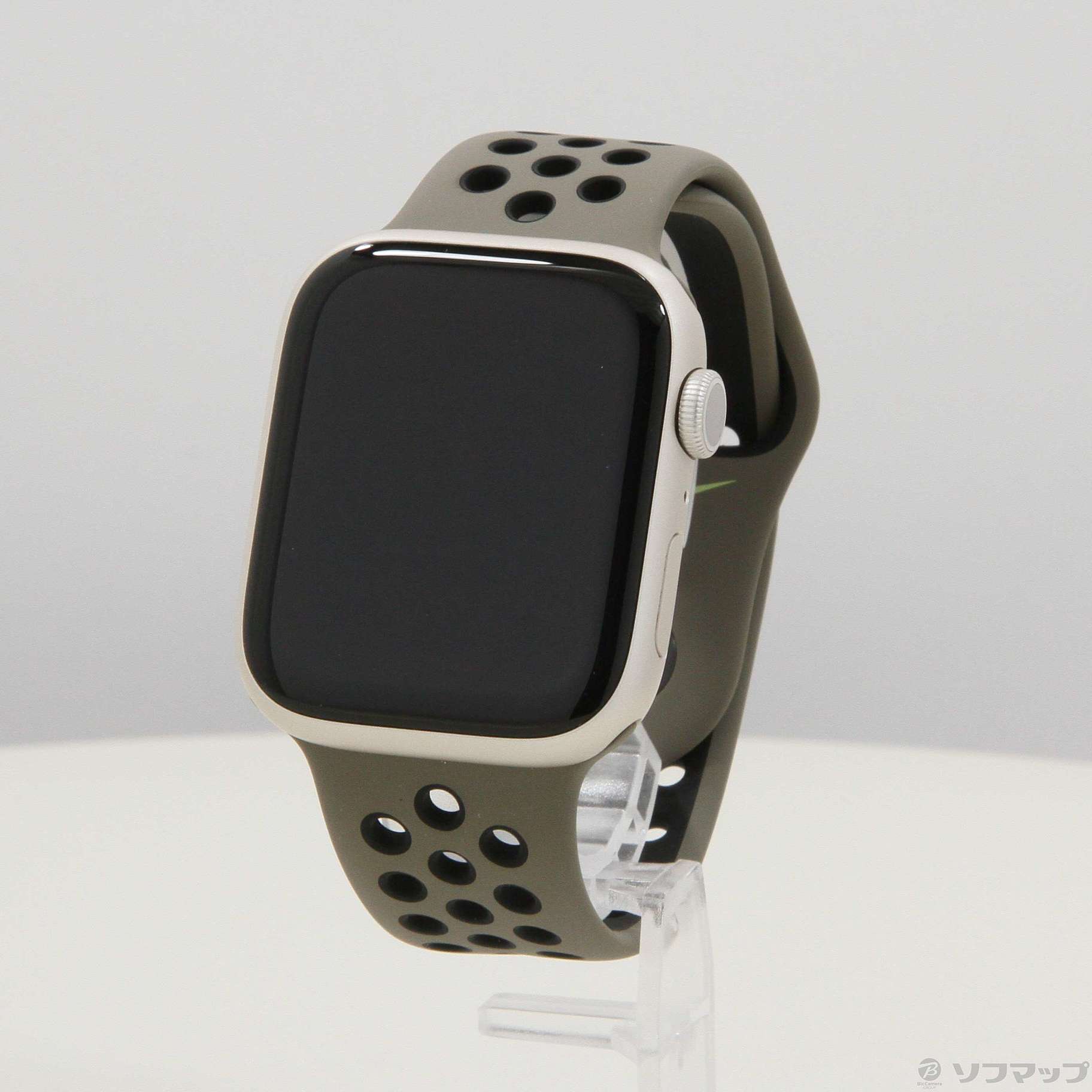 Apple Watch Series 8 GPS 45mm スターライトアルミニウムケース オリーブグレー／ブラックNikeスポーツバンド