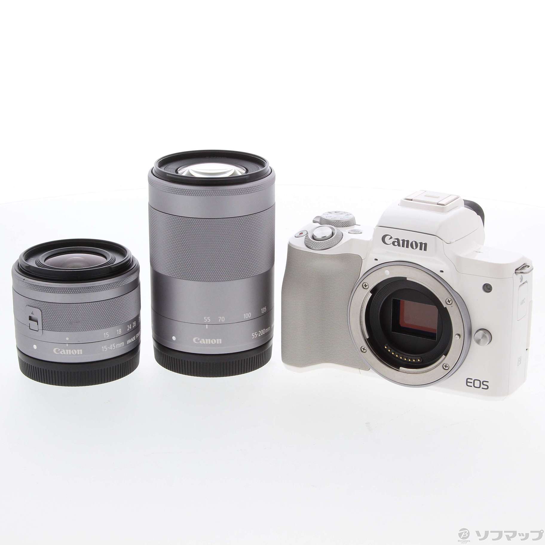 中古】EOS Kiss M ホワイト ダブルズームキット [2133050654577