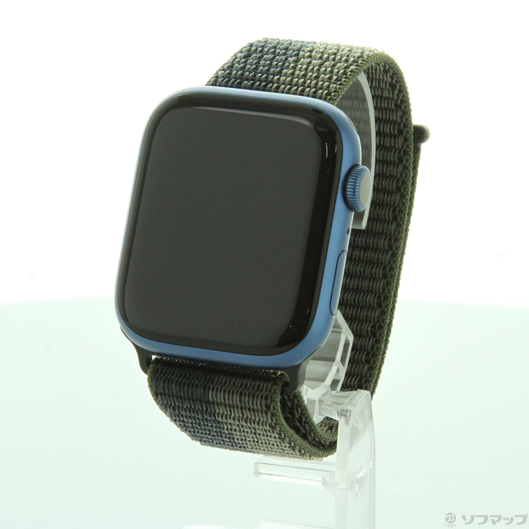 (中古)Apple Apple Watch Series 7 GPS 45mm ブルーアルミニウムケース トルネード/グレイスポーツループ(198-ud)