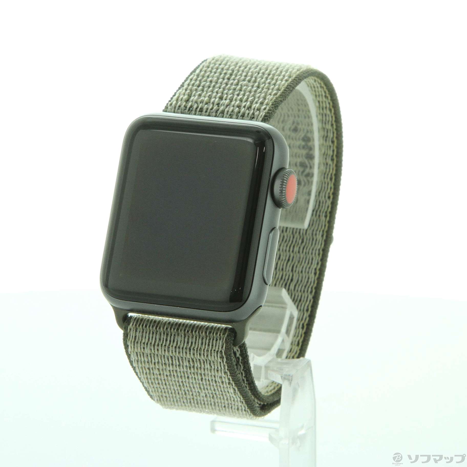 Apple Watch Series 3 GPS + Cellular 38mm スペースグレイアルミニウムケース ダークオリーブスポーツループ