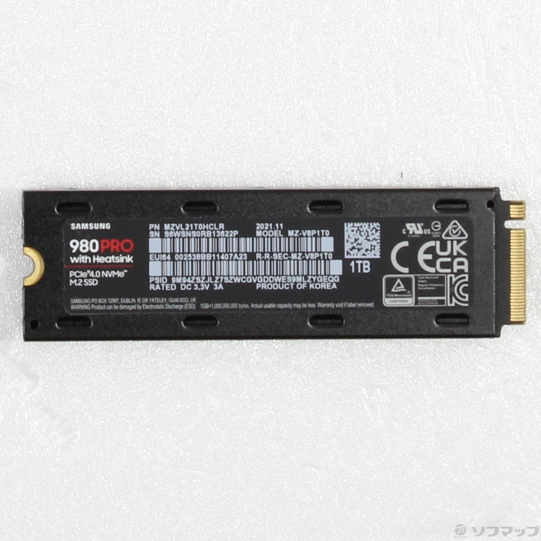中古】Samsung SSD 980 PRO with Heatsink MZ-V8P1T0C／IT 