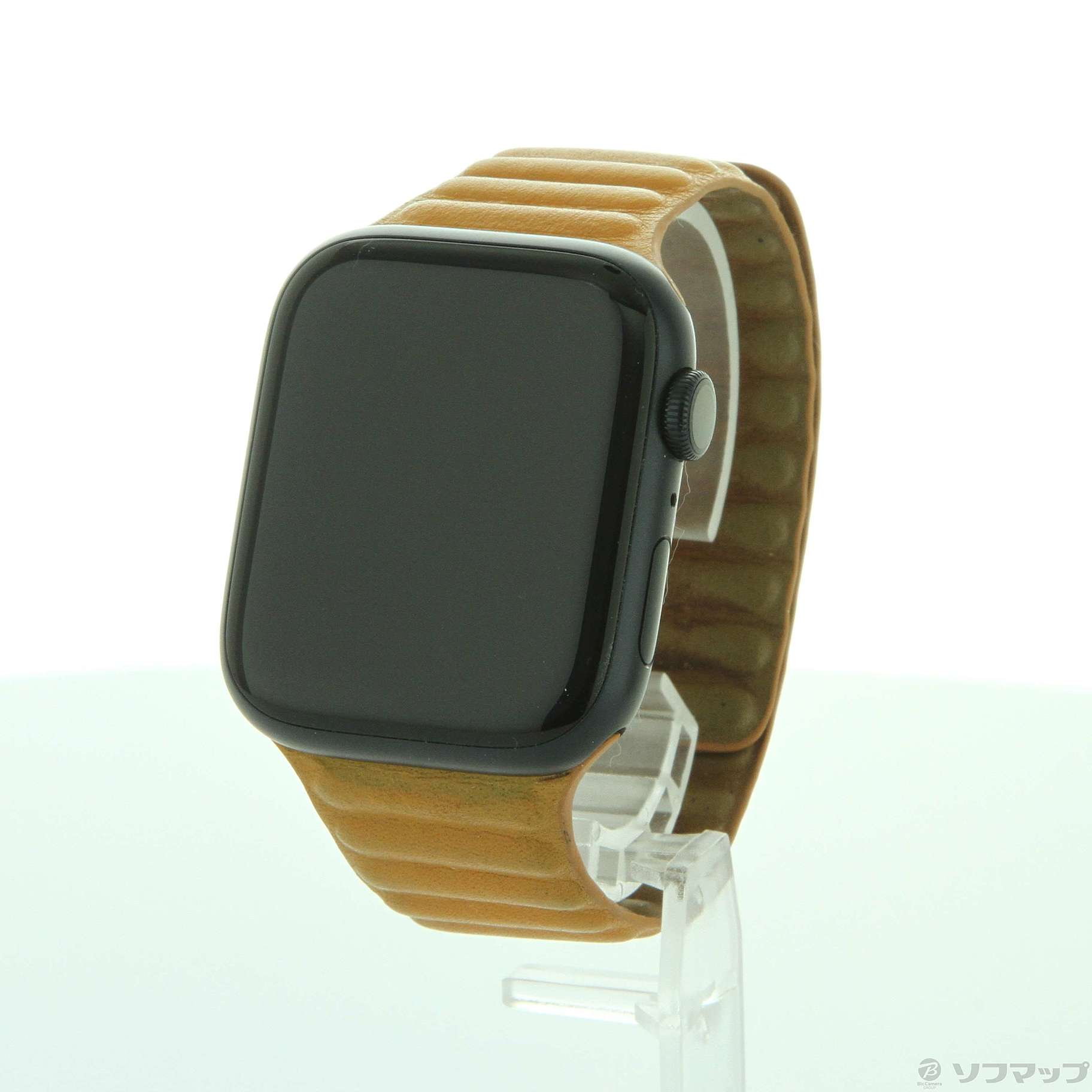 Apple Watch Series 7 GPS 45mm ミッドナイトアルミニウムケース ゴールデンブラウンレザーリンク