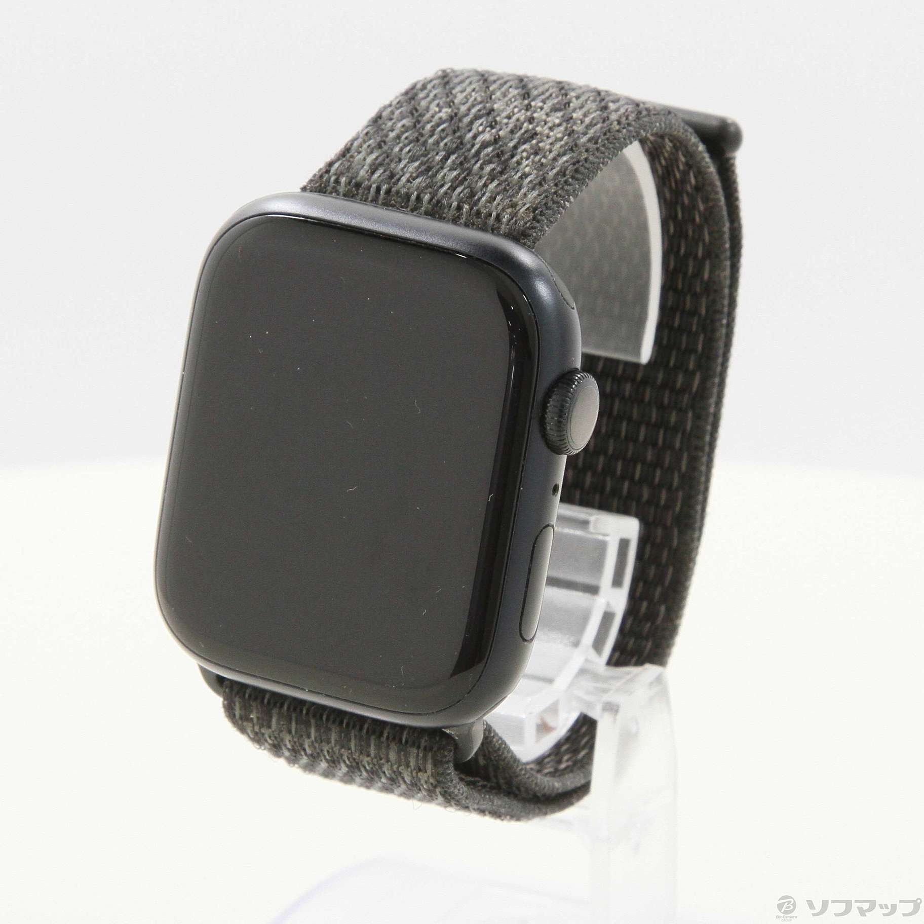 (中古)Apple Apple Watch Series 7 Nike GPS 45mm ミッドナイトアルミニウムケース ブラックNikeスポーツループ(196-ud)