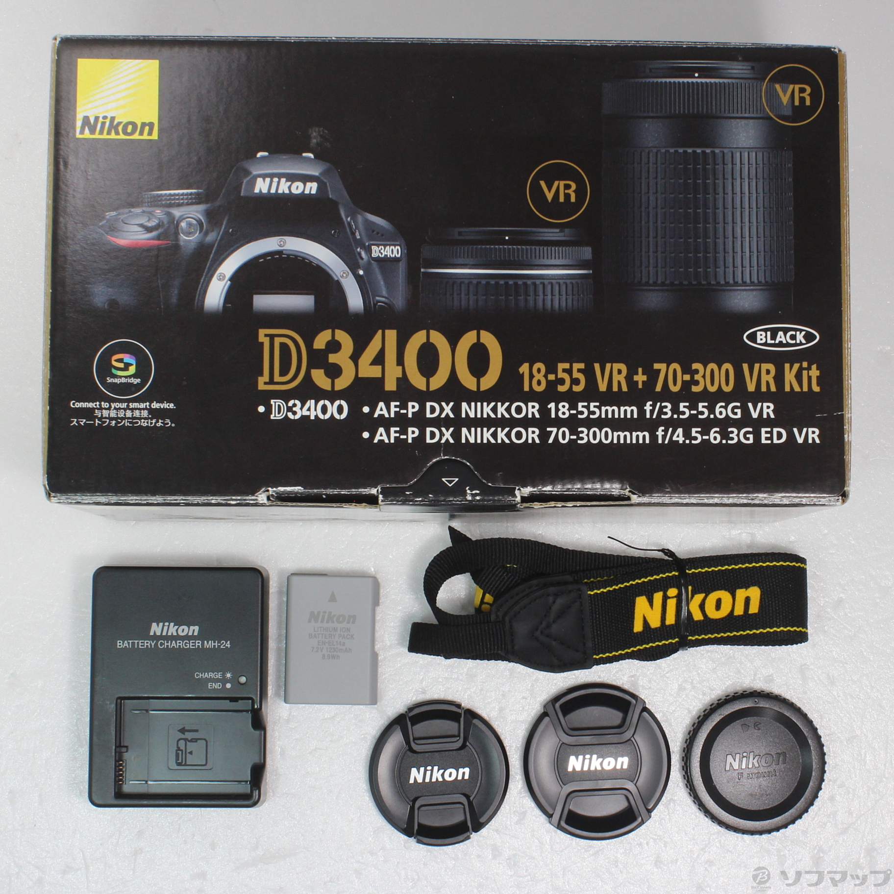 中古】NIKON D3400 ダブルズームキット ブラック [2133051891230