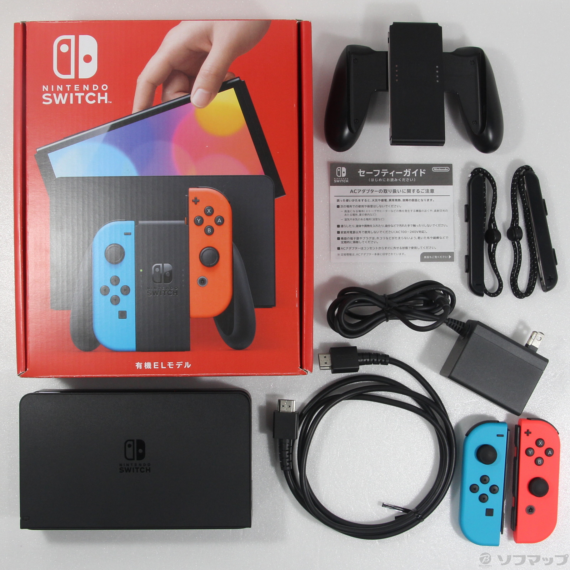 中古】Nintendo Switch 有機ELモデル Joy-Con(L) ネオンブルー／(R