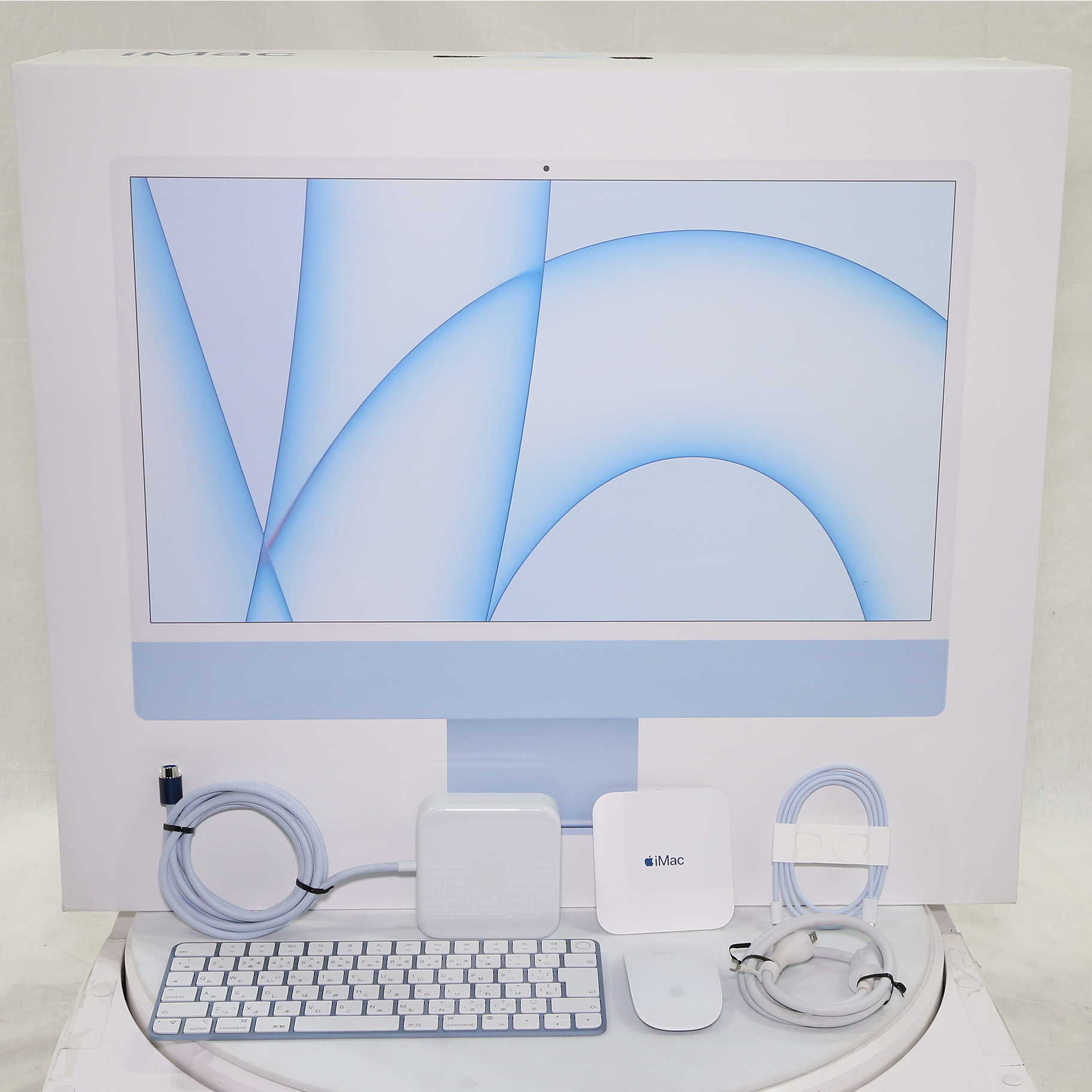 〔展示品〕 iMac 24-inch Mid 2021 MGPL3J／A Apple M1 8コアCPU_8コアGPU 8GB SSD512GB  ブルー 〔14.1 Sonoma〕