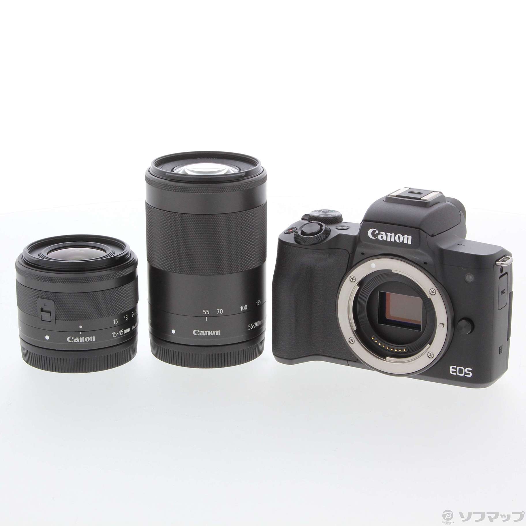 予備バッテリー付き Canon EOS kiss M 超望遠セット 中古】EOS Kiss M ダブルズームキット ブラック [2133052143277