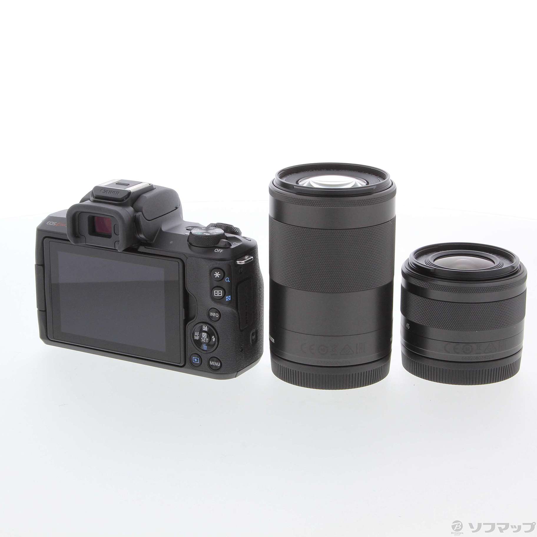 【中古】Canon キヤノン EOS Kiss M ダブルズームレンズキット ブラック EOS キヤノン Canon Kiss M ダブルレンズキット ブラック ミラーレス