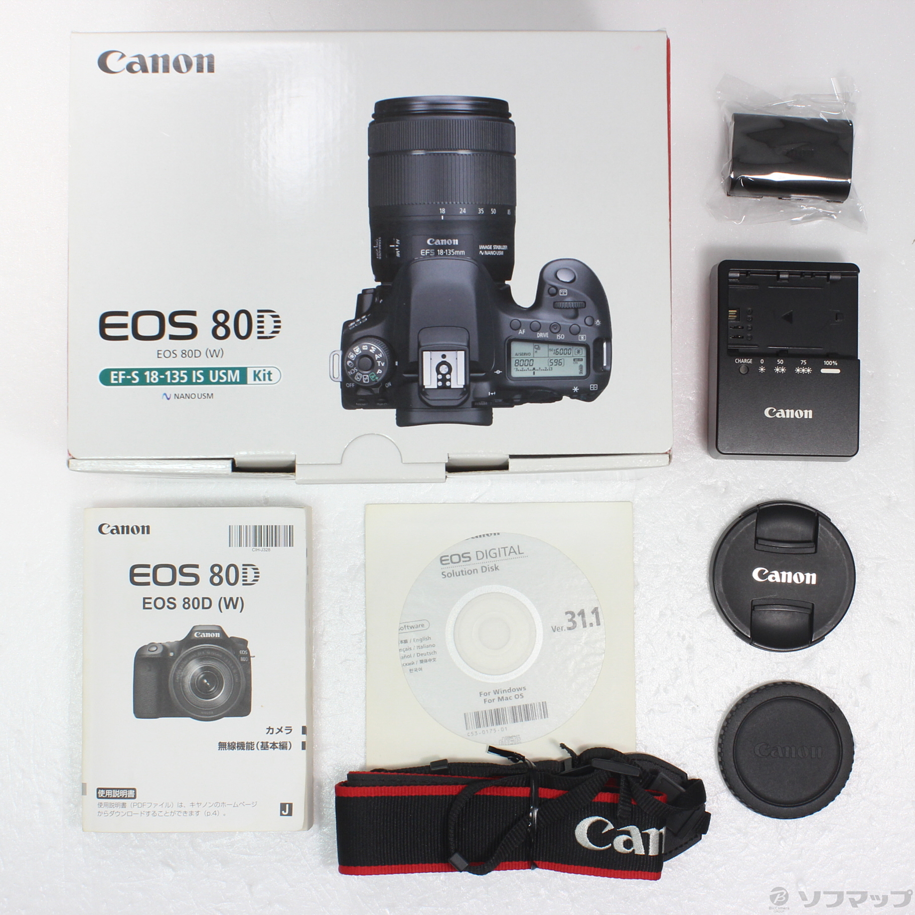 Canon EOS80D セット(箱あり) 美品】WiFi搭載 Canon EOS 80D レンズキット 箱/付属品完備