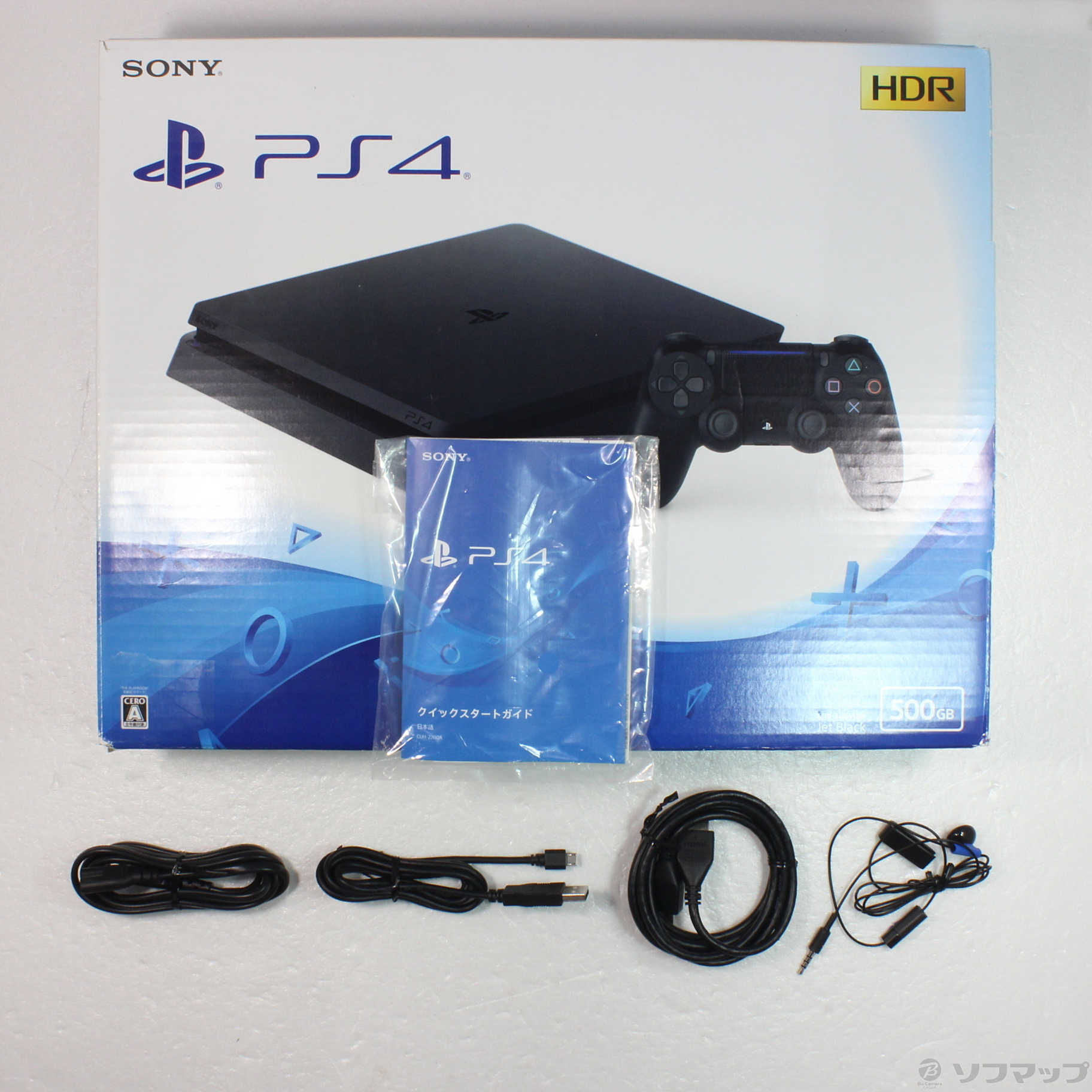 中古】PlayStation 4 ジェット・ブラック 500GB CUH-2200AB01