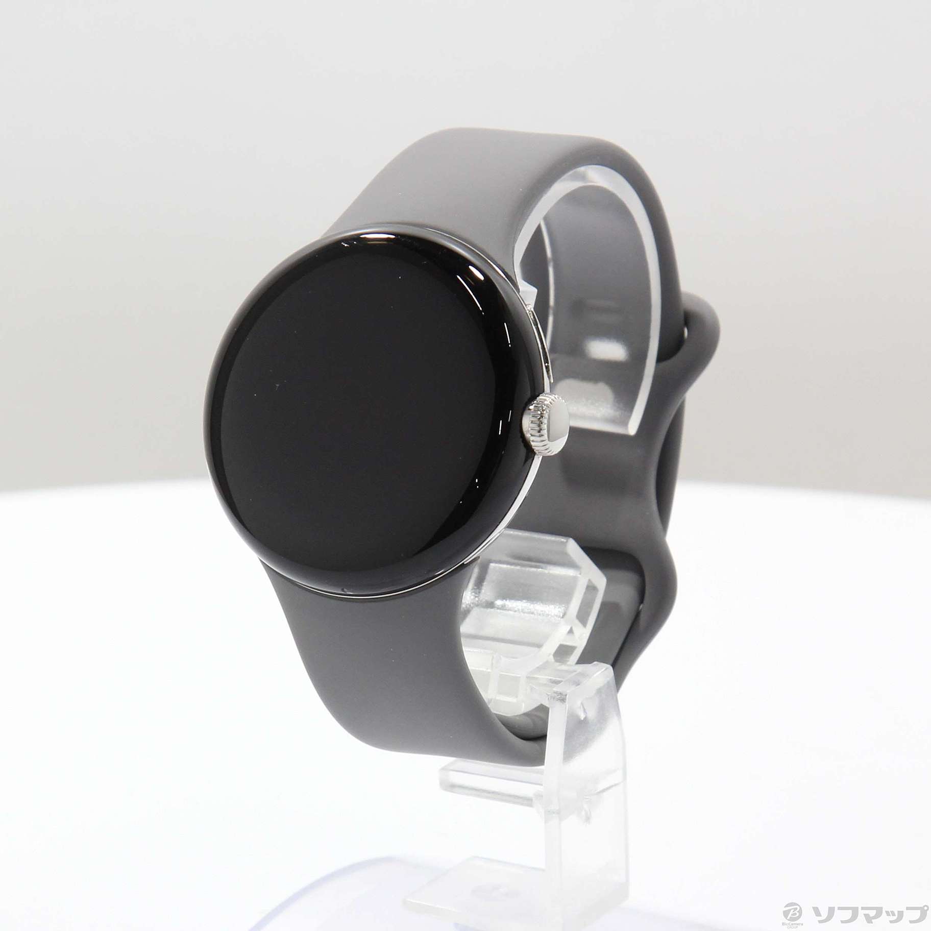 Google Pixel Watch Polished Silver ステンレス ケース／Charcoal アクティブ バンド GA03305-TW