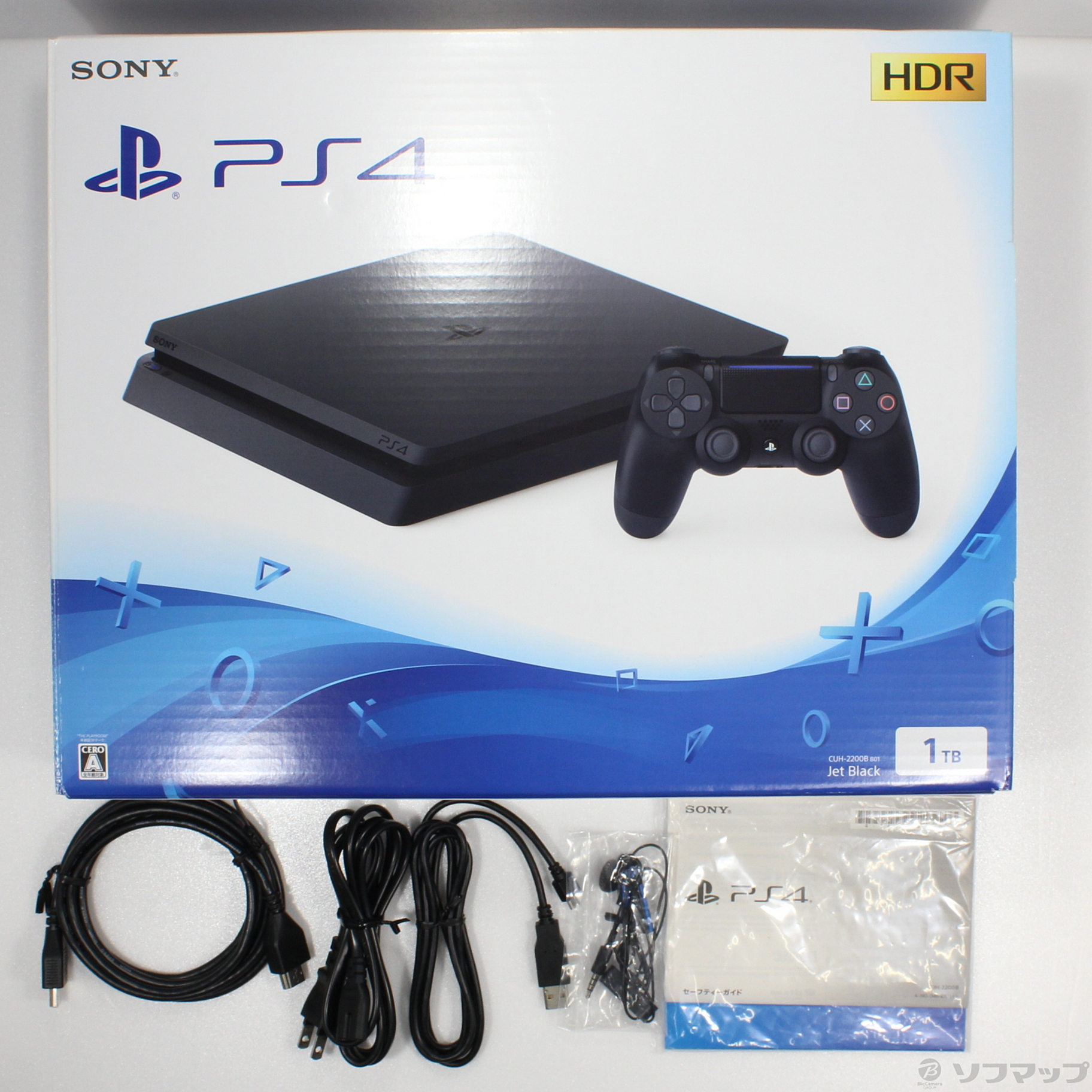 中古】PlayStation 4 ジェット・ブラック 1TB CUH-2200BB01