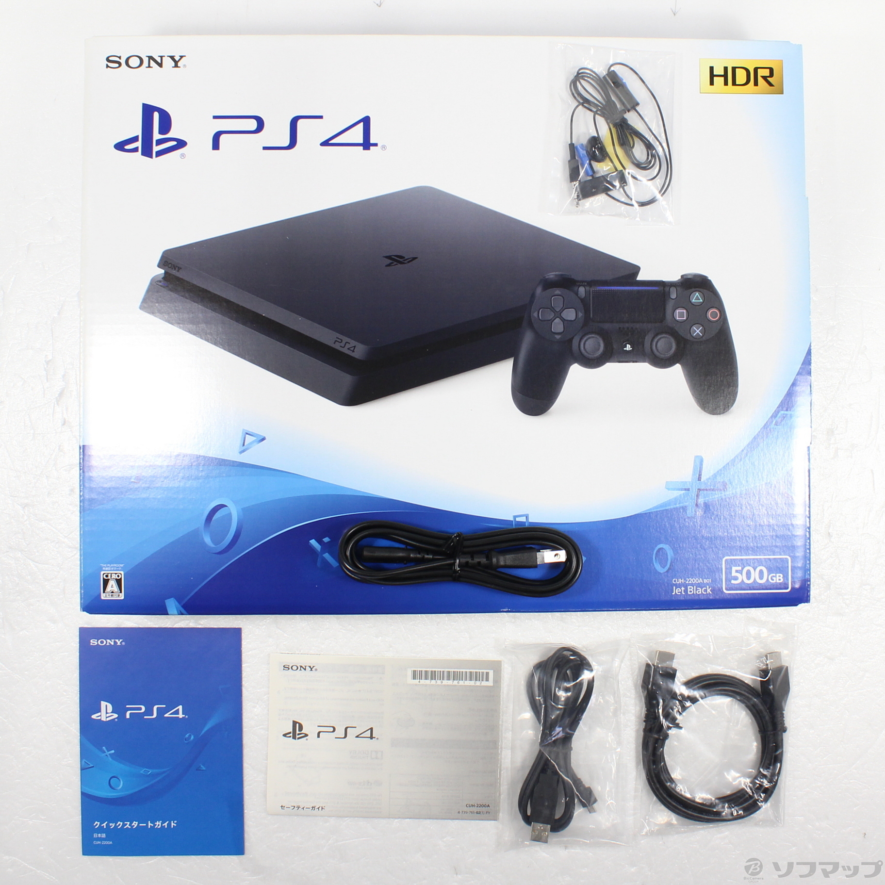 中古】PlayStation 4 ジェット・ブラック 500GB CUH-2200AB01