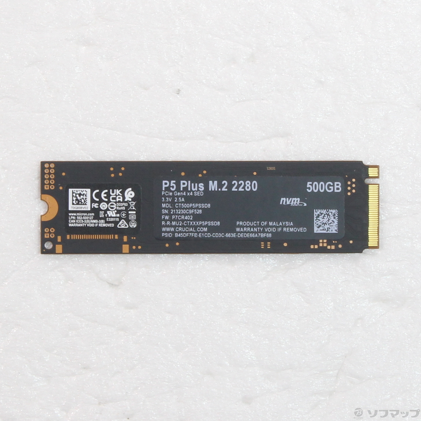 中古】Crucial P5 Plus 500GB Gen4 x4 NVMe M.2 SSD CT500P5PSSD8JP