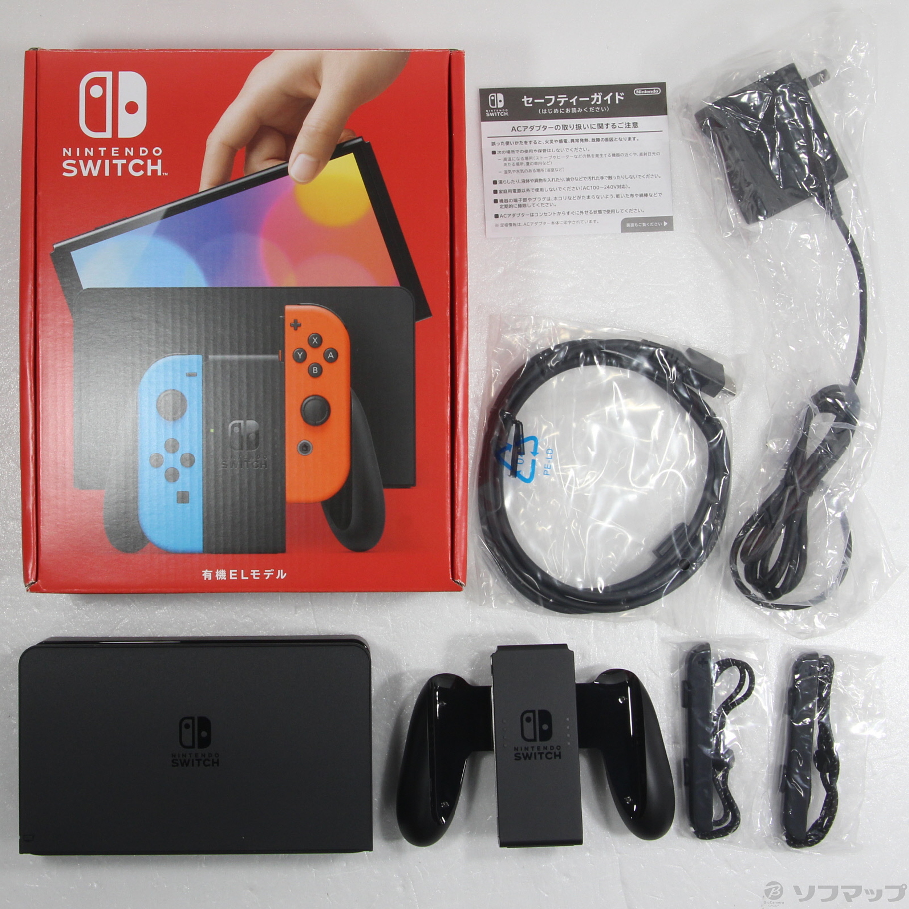 中古品〕 Nintendo Switch 有機ELモデル Joy-Con(L) ネオンブルー／(R ...